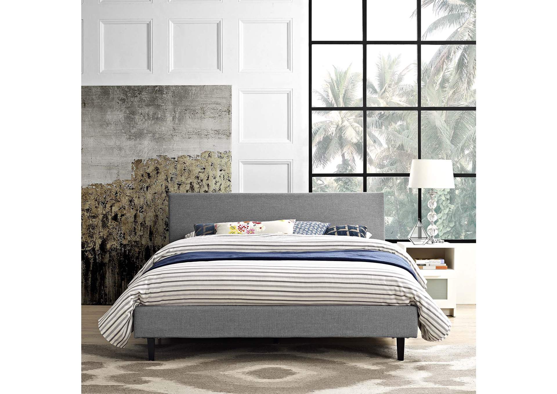 Light Gray Anya Full Bed - Fabric,Modway