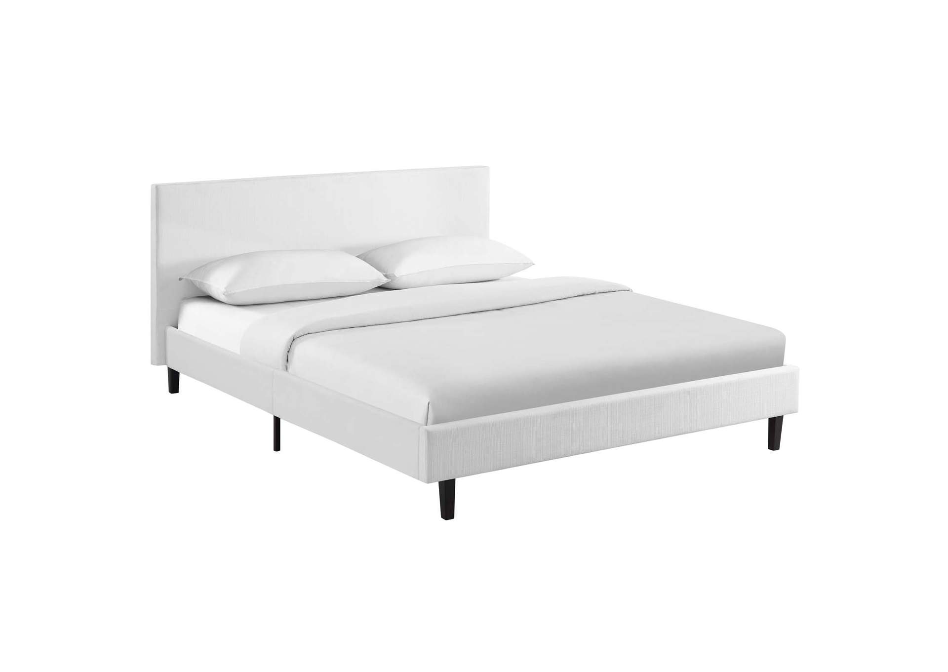 White Anya Full Bed - Fabric,Modway