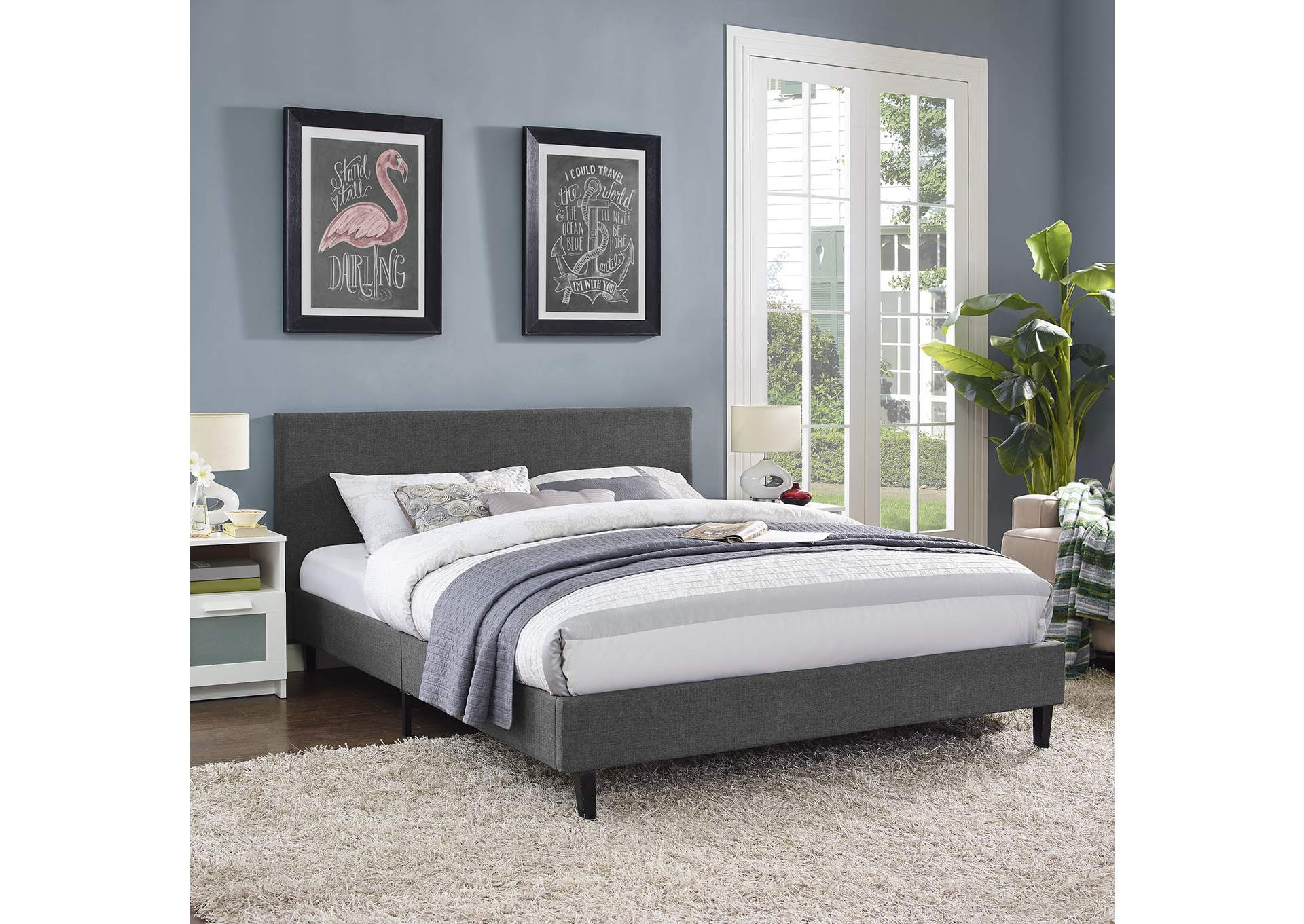 Gray Anya Queen Bed,Modway