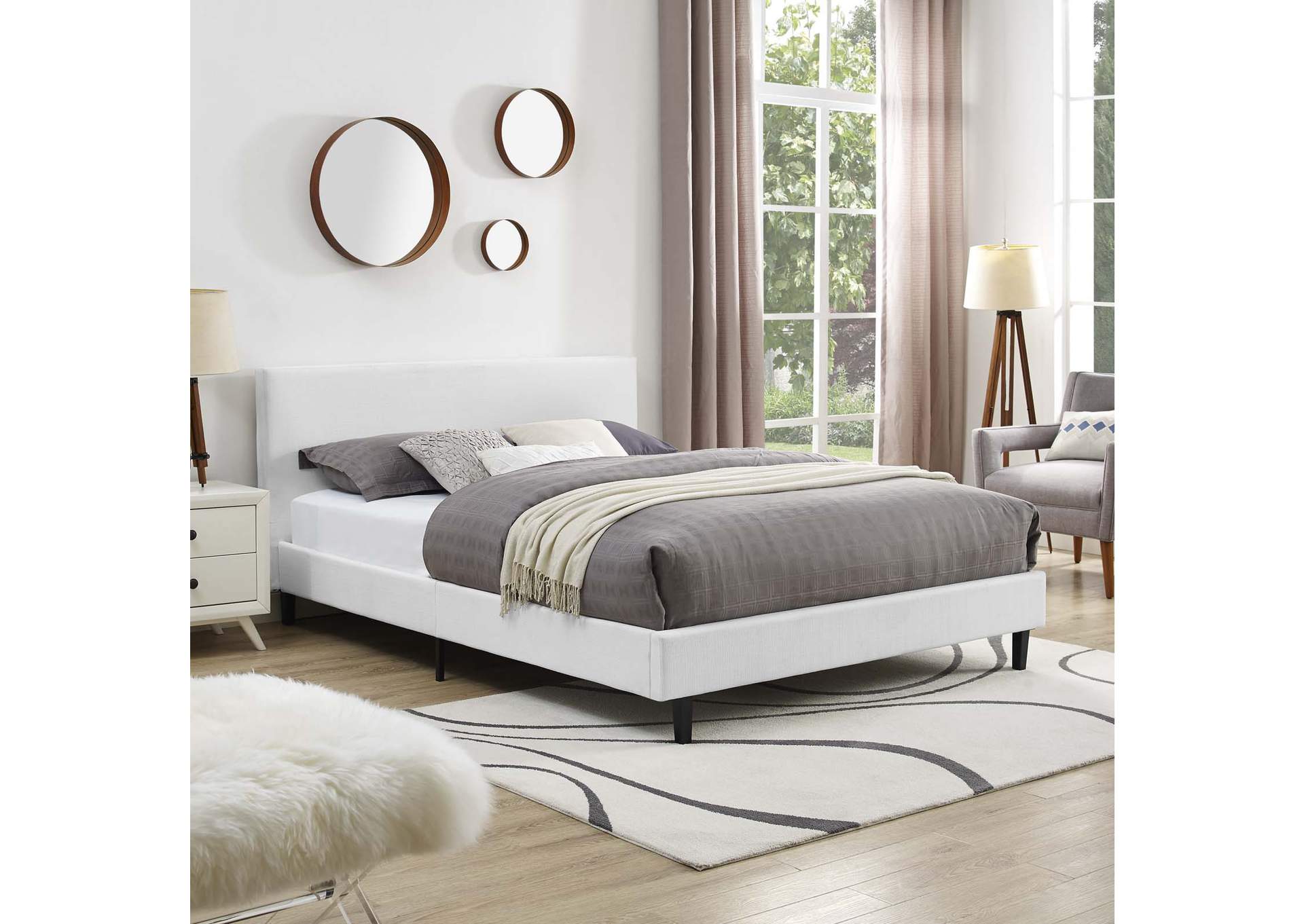 White Anya Queen Bed,Modway