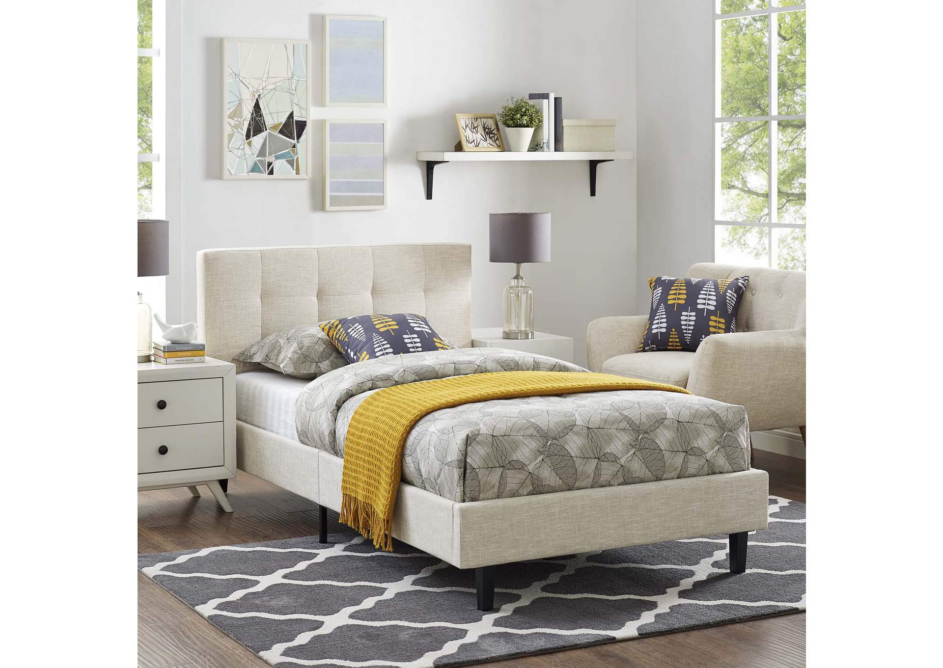 Beige Linnea Twin Bed,Modway