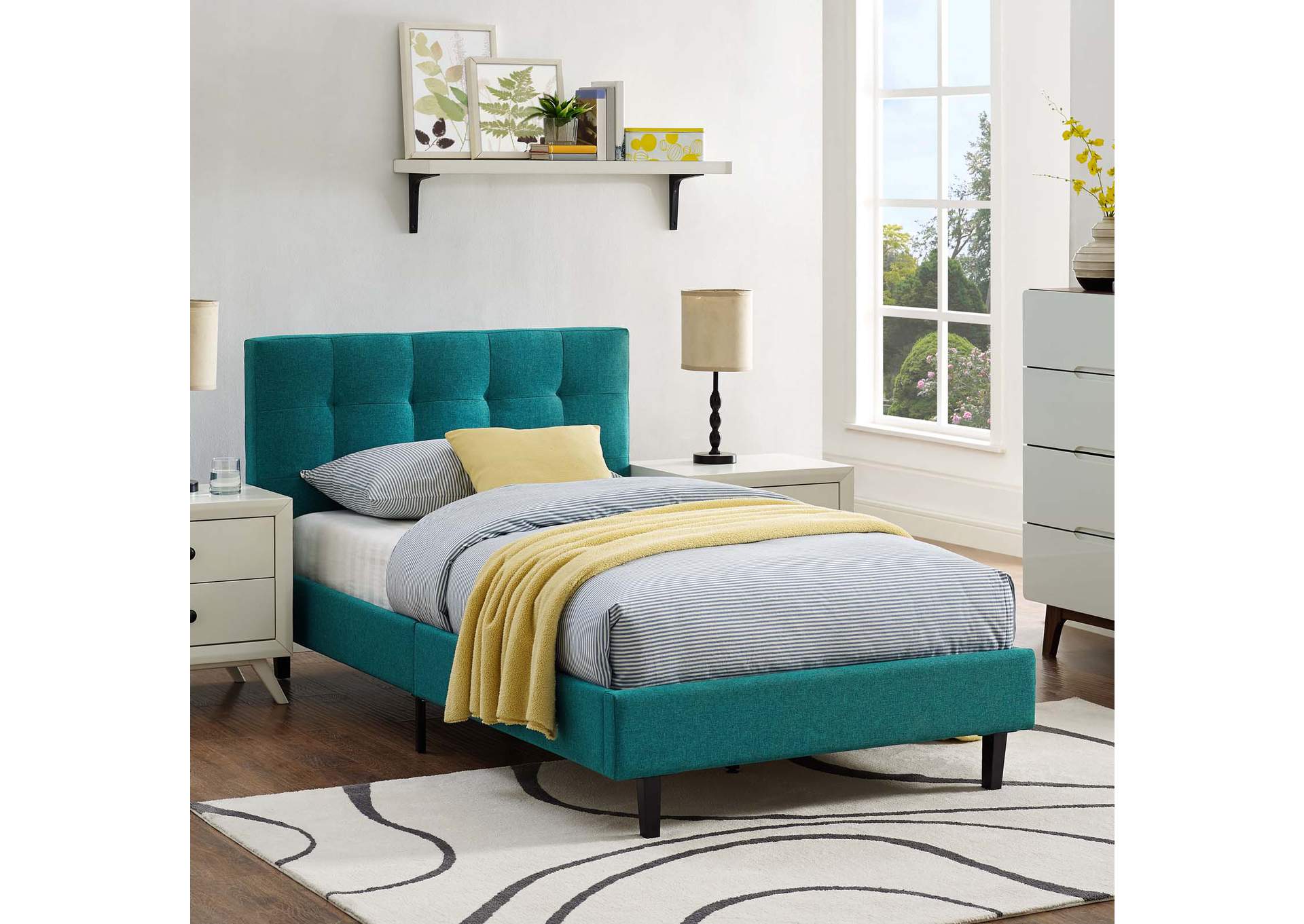 Teal Linnea Twin Bed,Modway