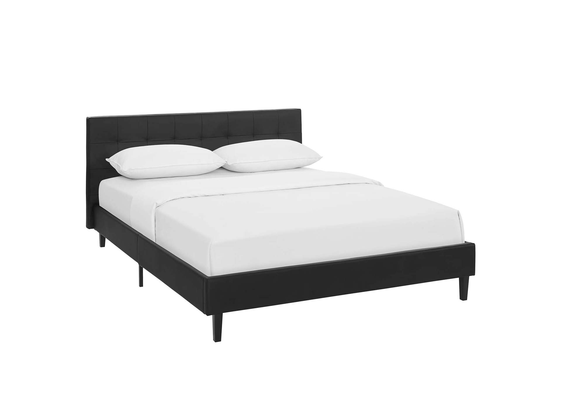 Black Linnea Full Bed - Faux Leather,Modway