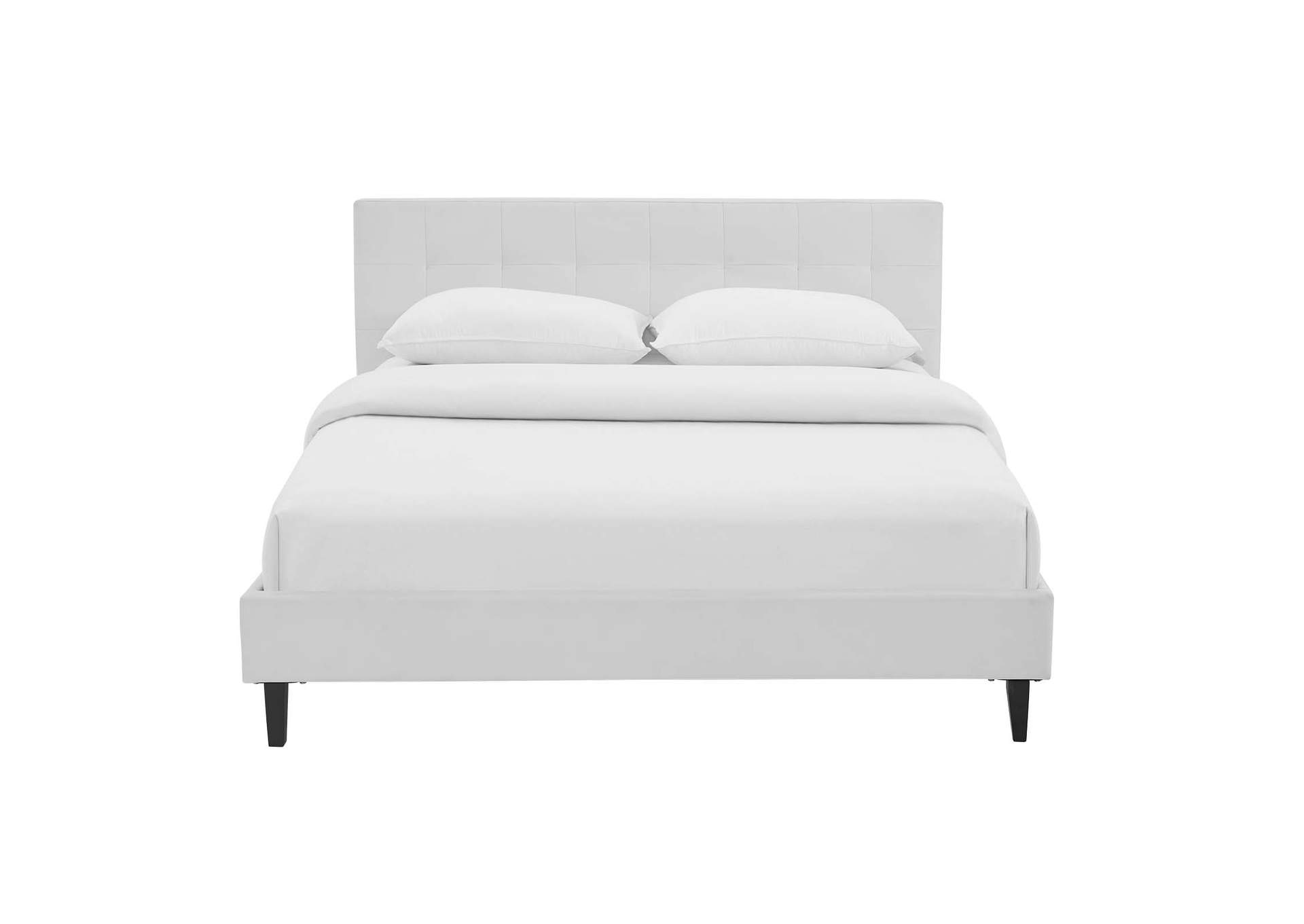 White Linnea Full Bed - Faux Leather,Modway