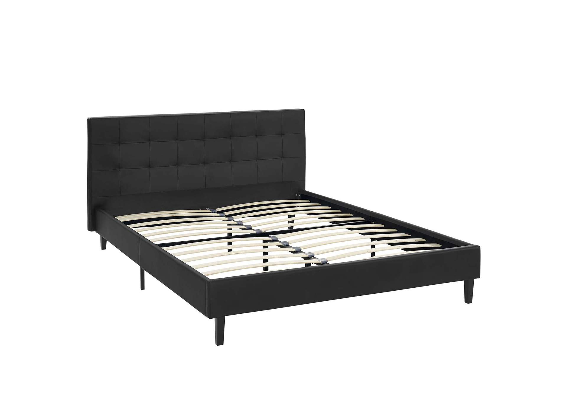 Black Linnea Queen Bed - Faux Leather,Modway
