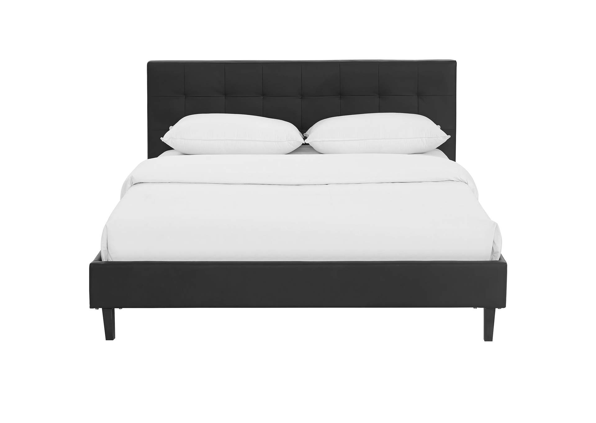 Black Linnea Queen Bed - Faux Leather,Modway