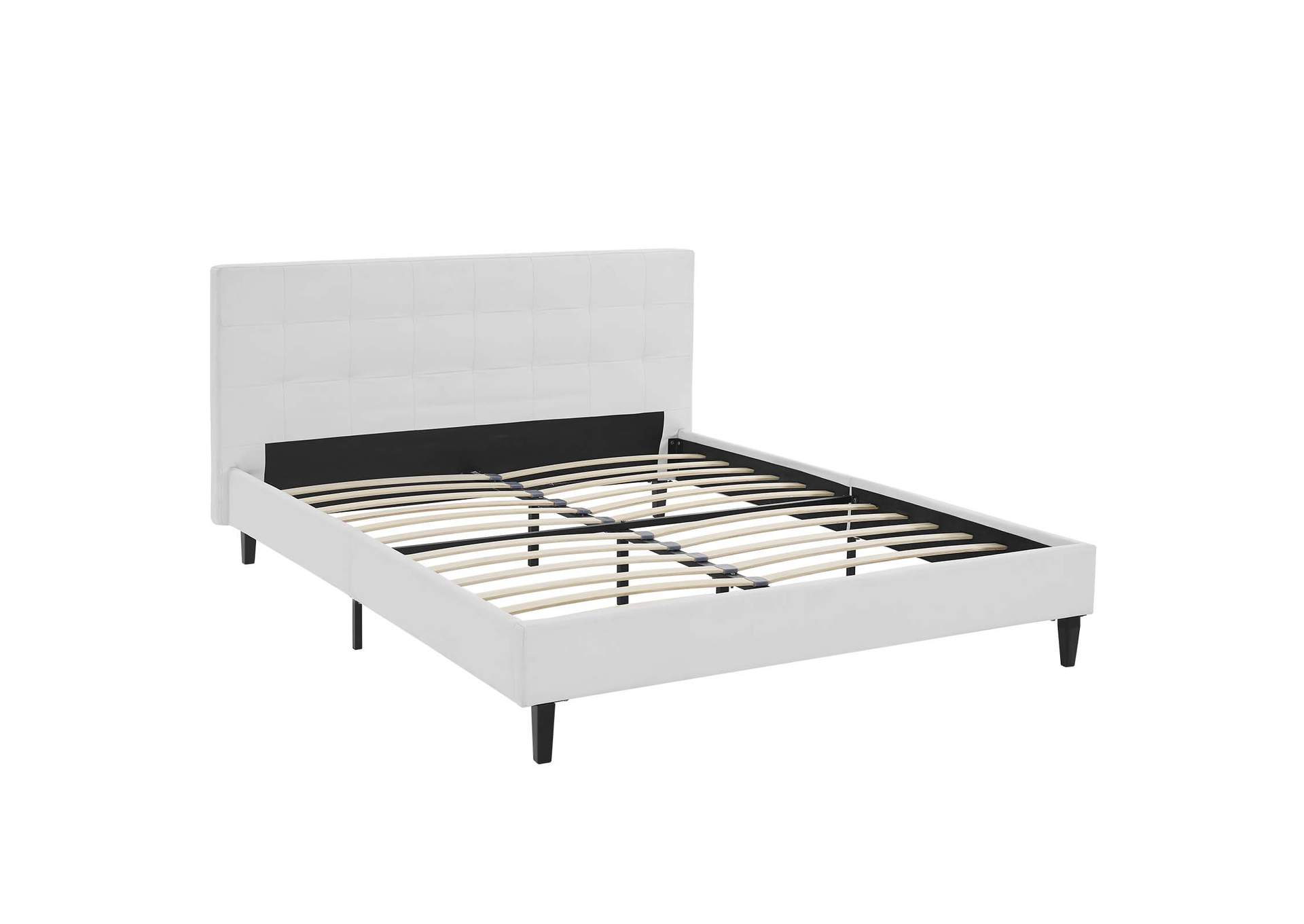 White Linnea Queen Bed - Faux Leather,Modway
