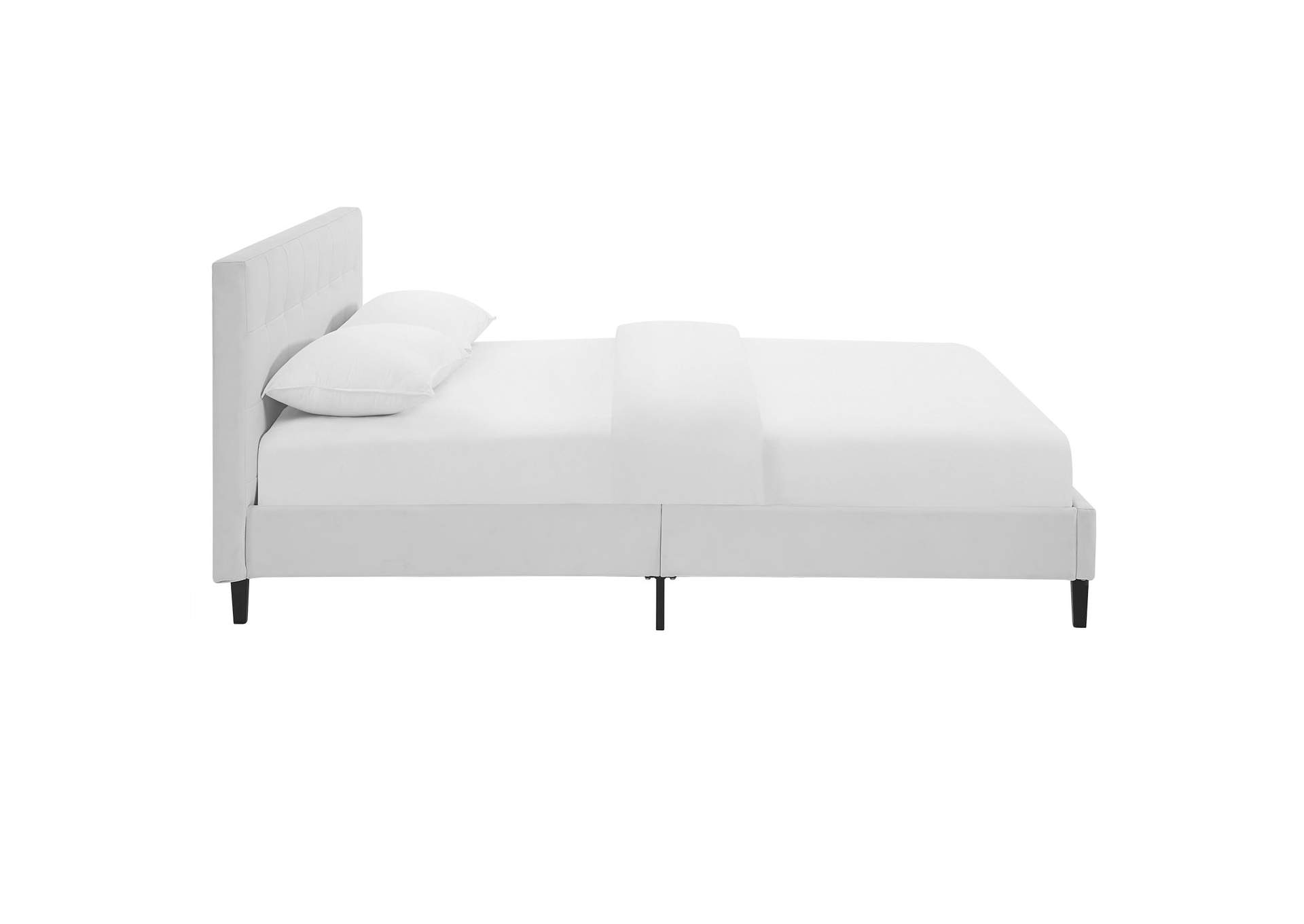 White Linnea Queen Bed - Faux Leather,Modway