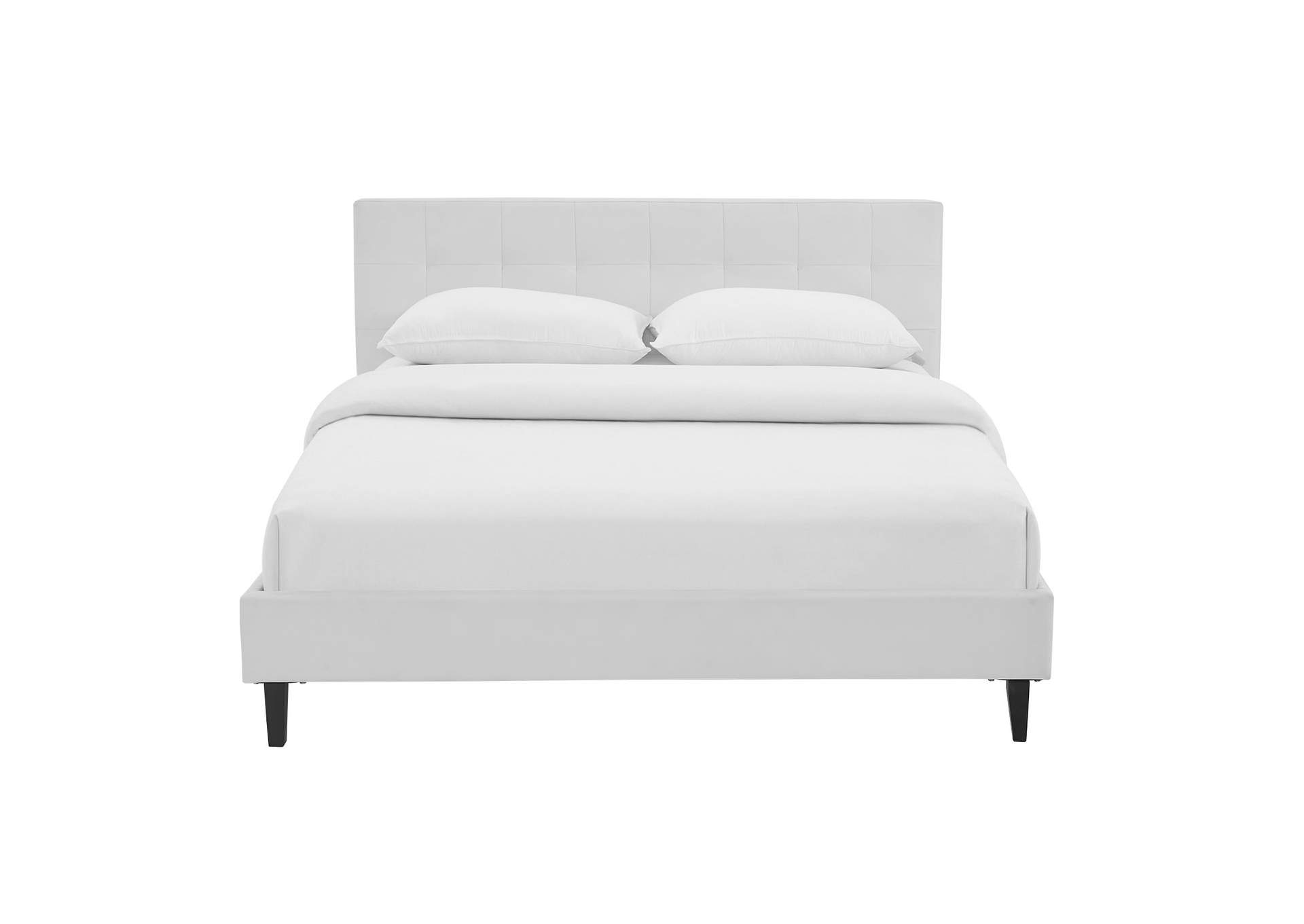 White Linnea Queen Bed - Faux Leather,Modway