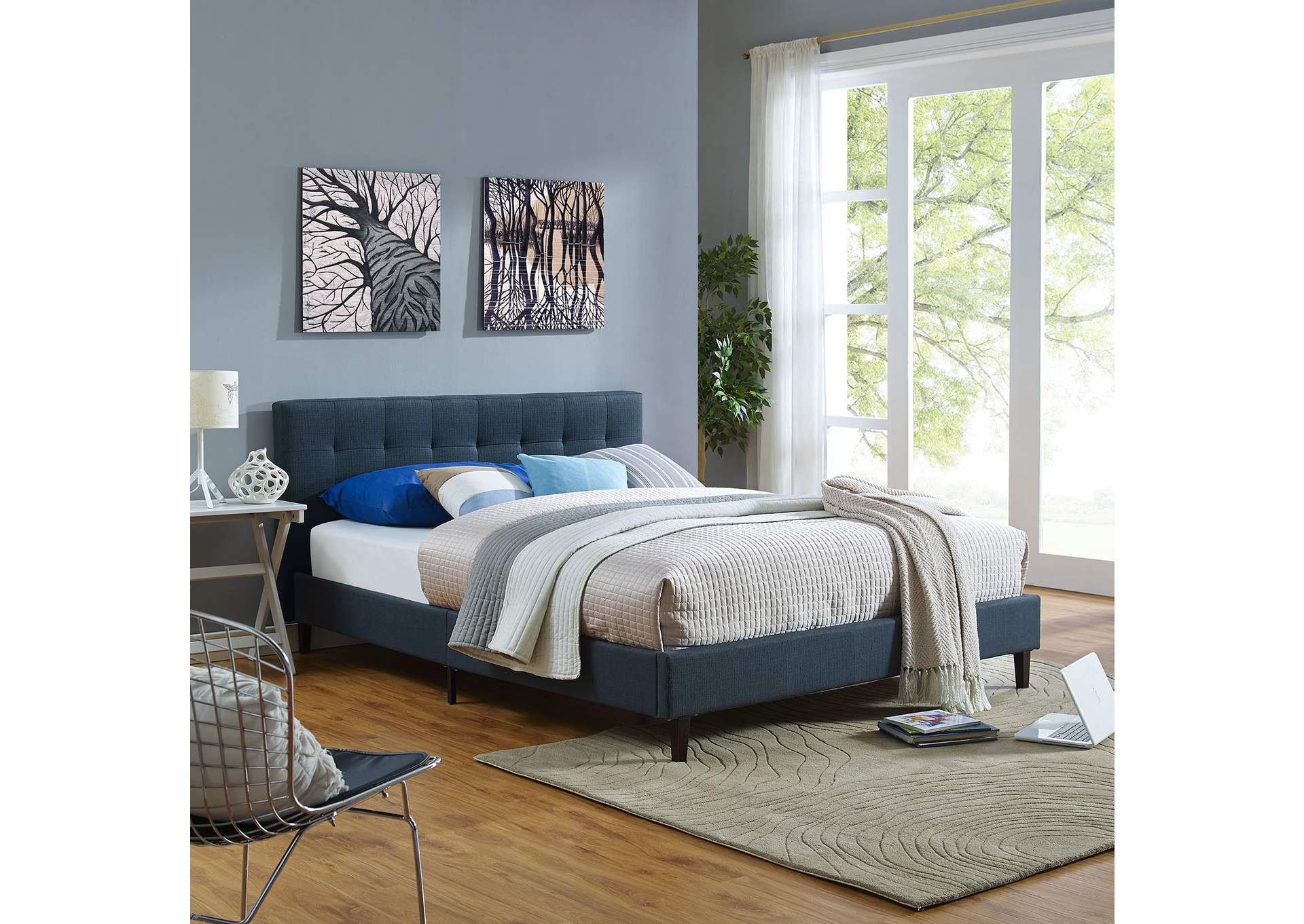 Azure Linnea Queen Bed - Fabric,Modway