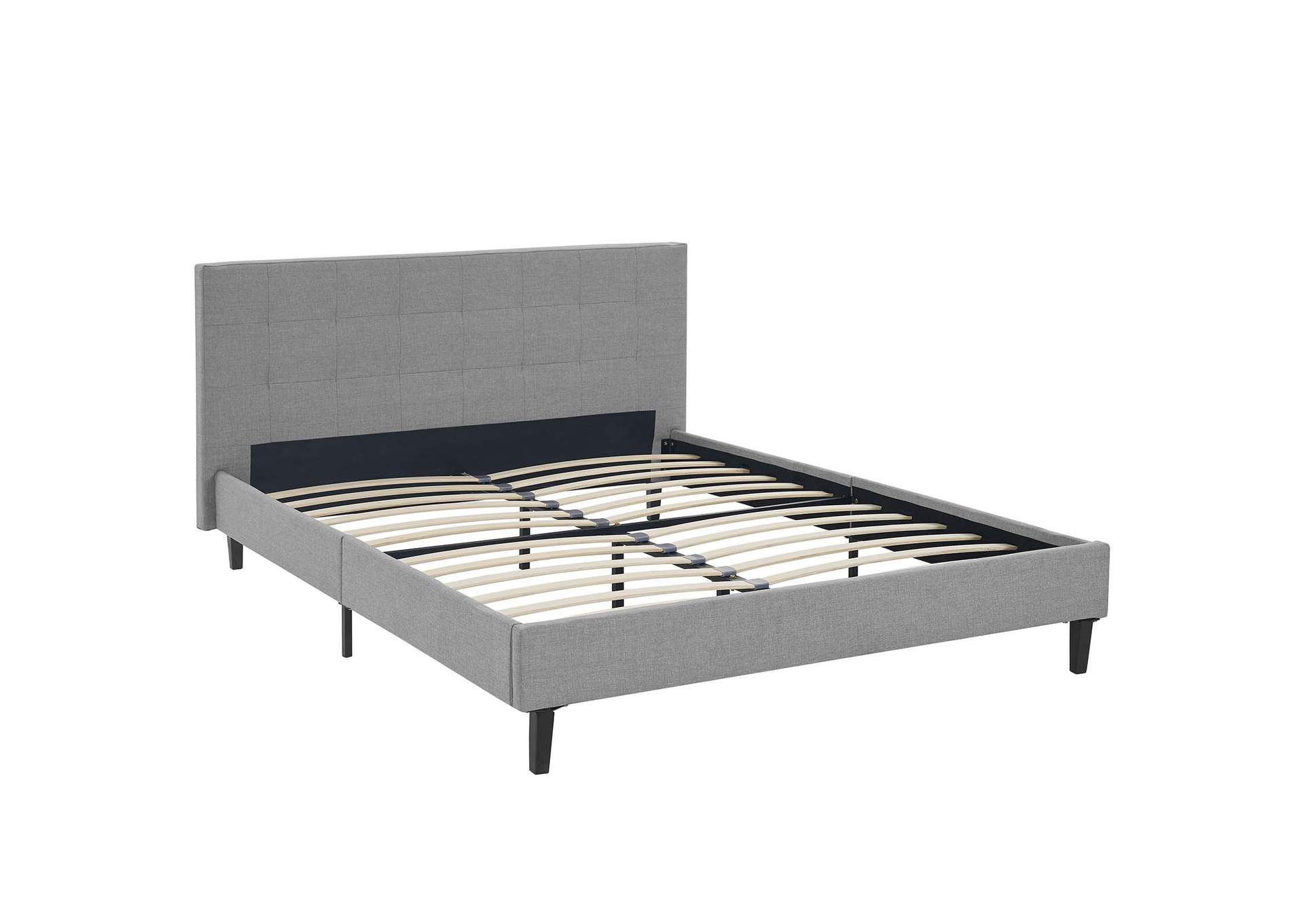Light Gray Linnea Queen Bed - Fabric,Modway
