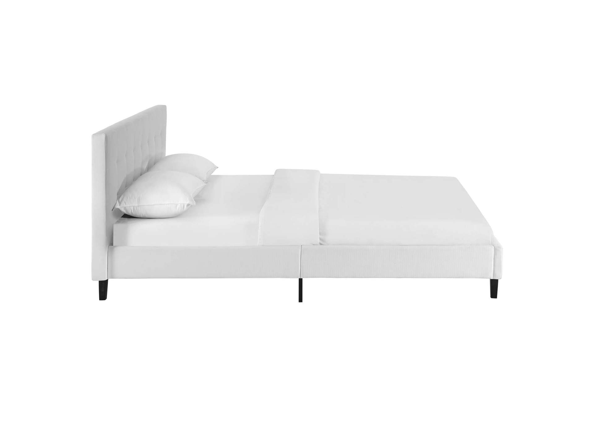 White Linnea Queen Bed - Fabric,Modway