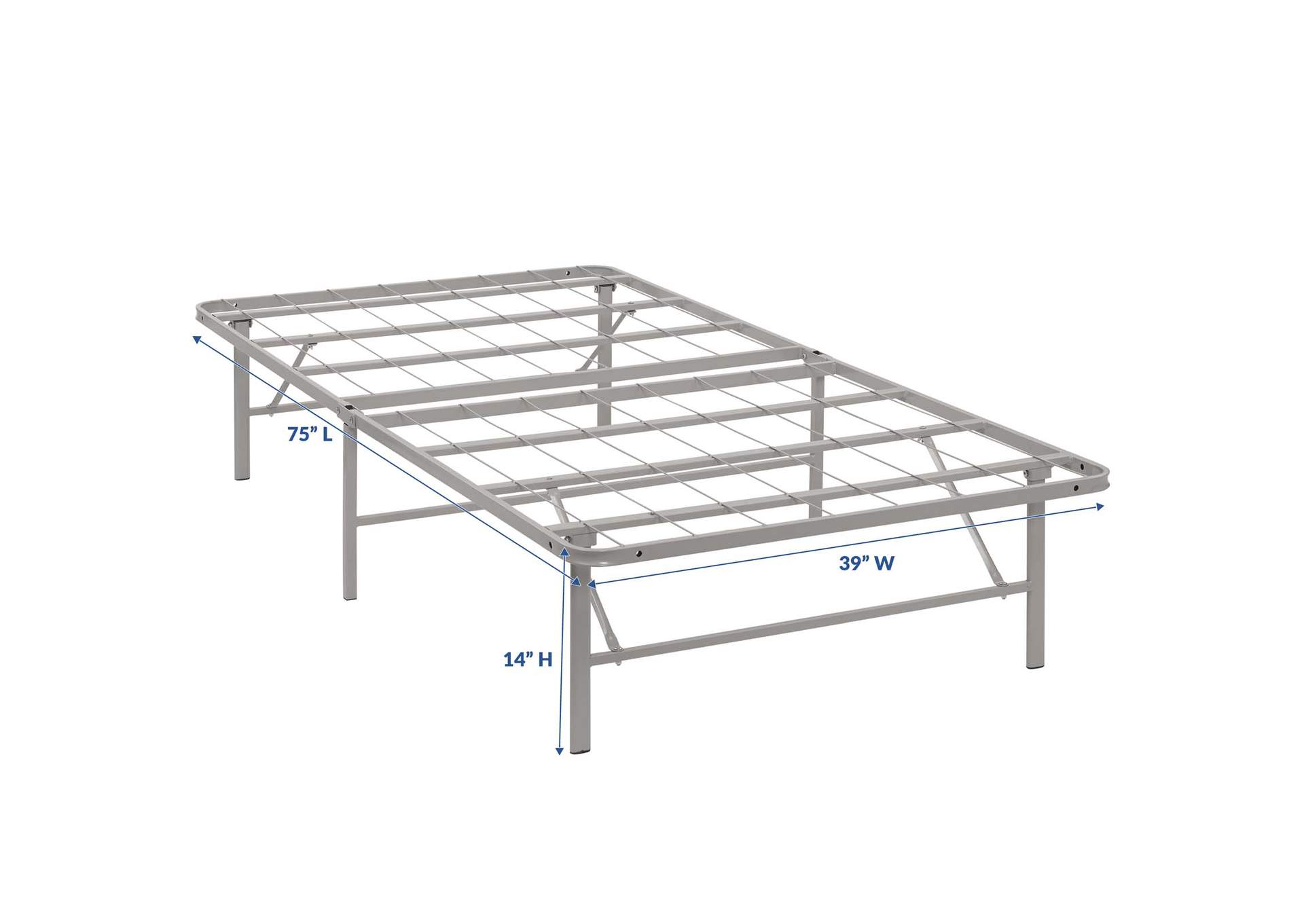 Gray Horizon Twin Bed - Stainless Steel Frame,Modway