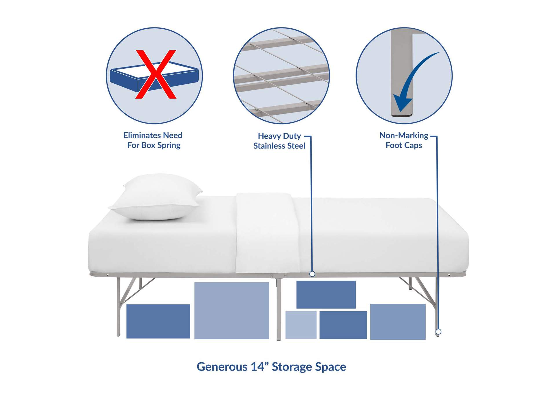 Gray Horizon Twin Bed - Stainless Steel Frame,Modway