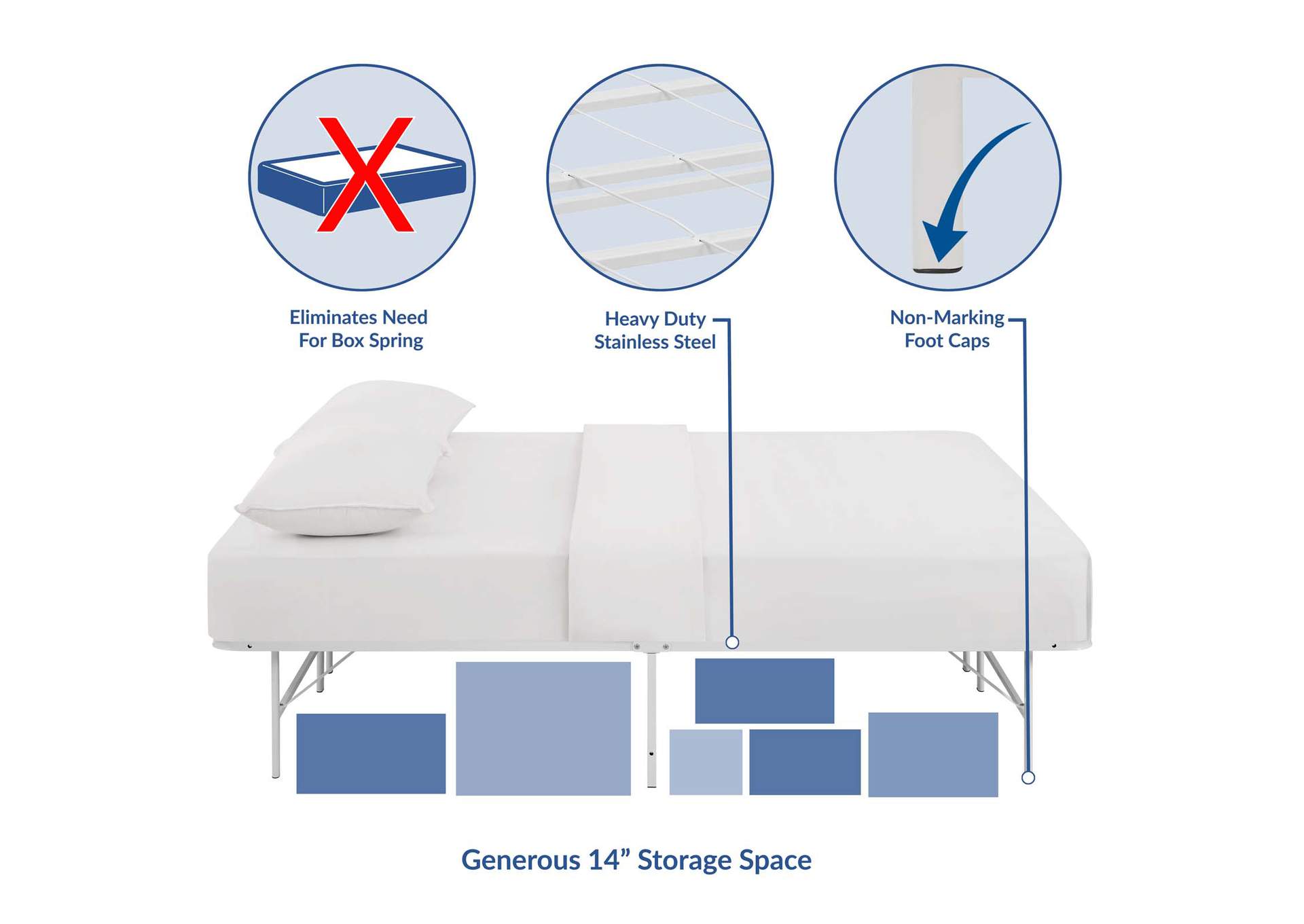 White Horizon Full Bed - Stainless Steel Frame,Modway