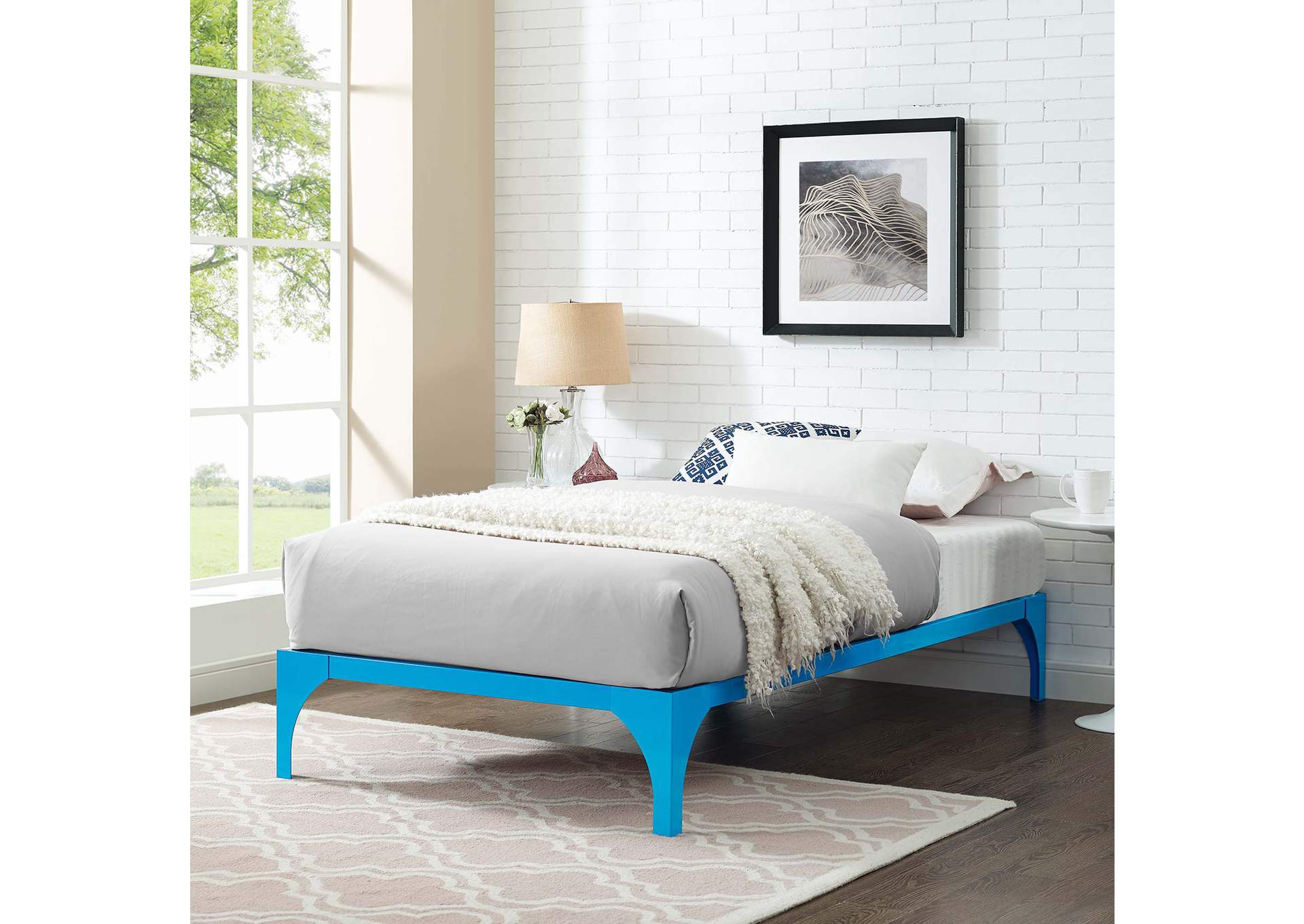 Light Blue Ollie Twin Bed Frame,Modway