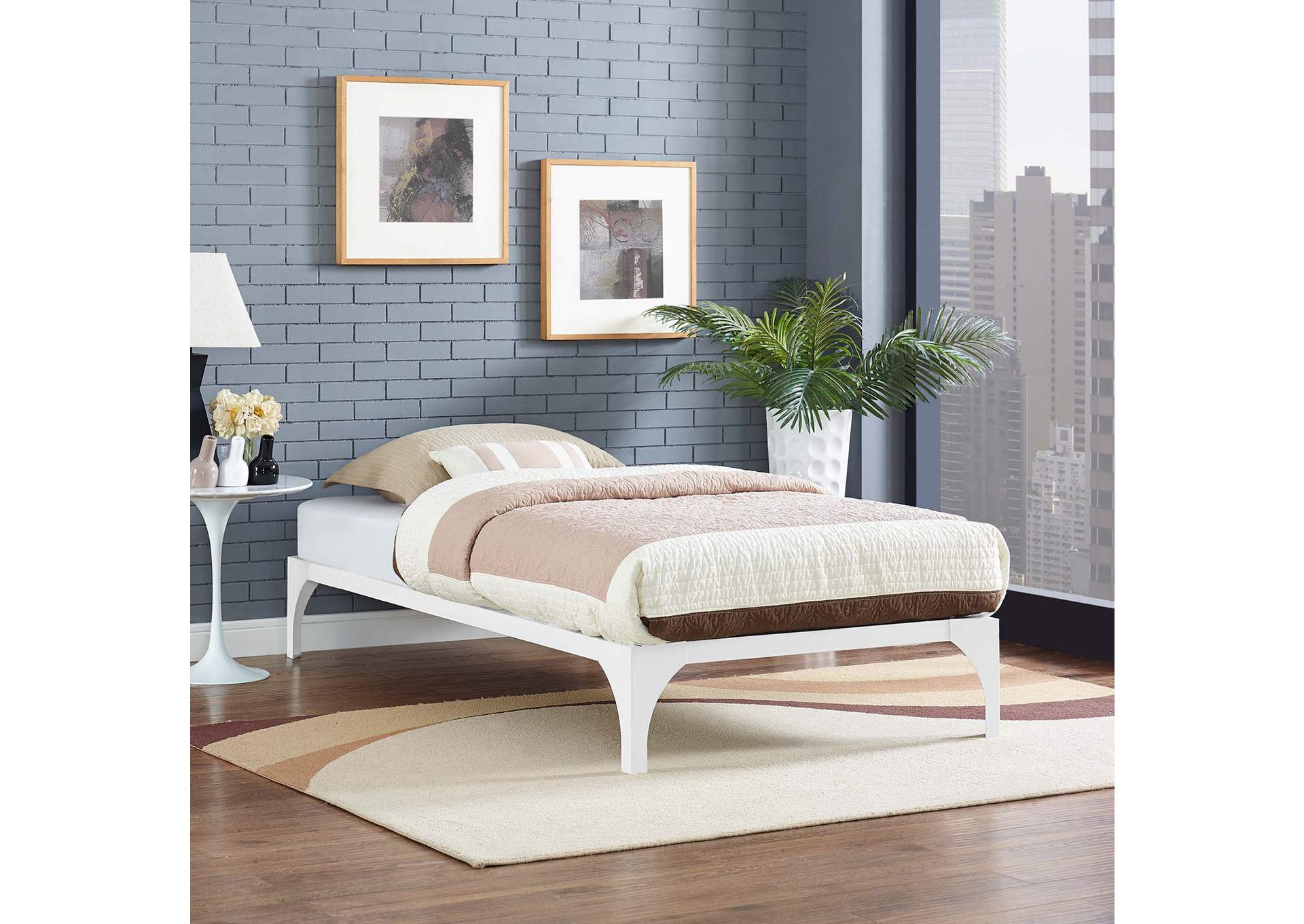 White Ollie Twin Bed Frame,Modway