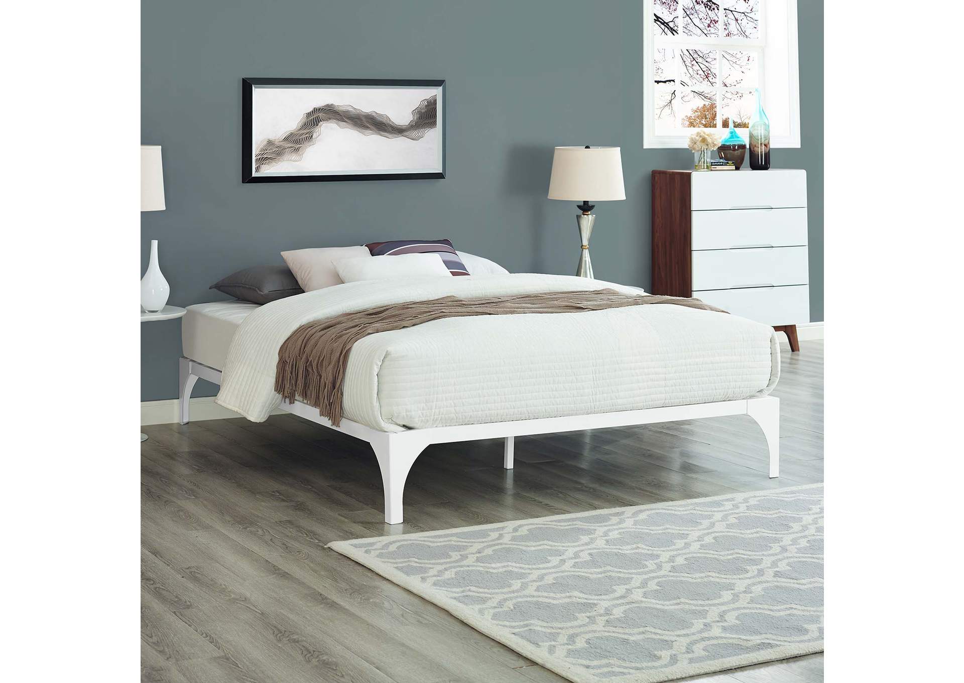 White Ollie Queen Bed Frame,Modway