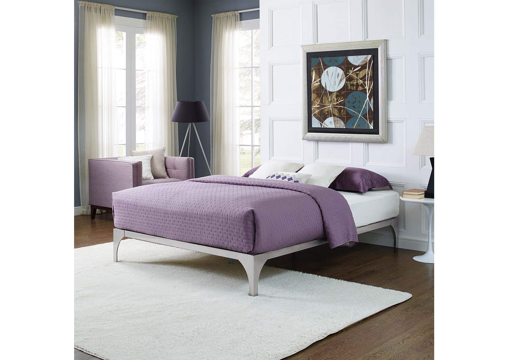 Silver Ollie King Bed Frame,Modway