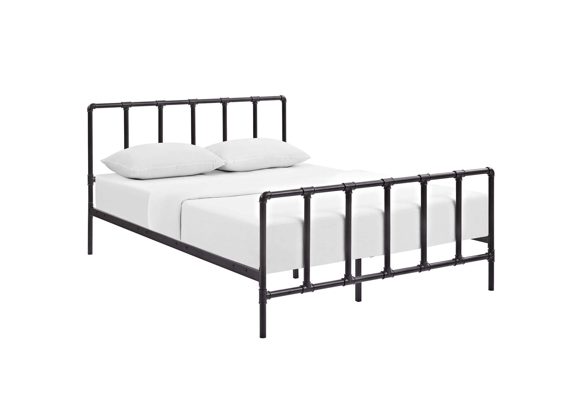 Dower Brown Queen Stainless Steel Bed,Modway