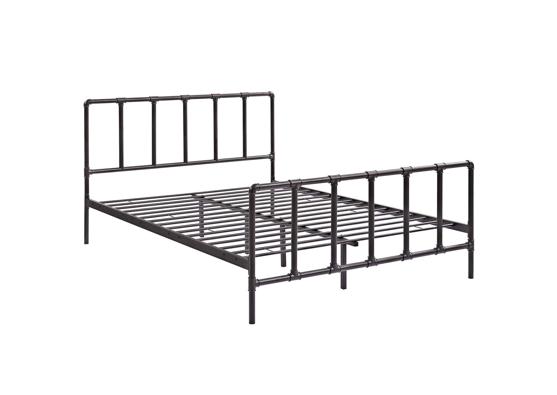 Dower Brown Queen Stainless Steel Bed,Modway