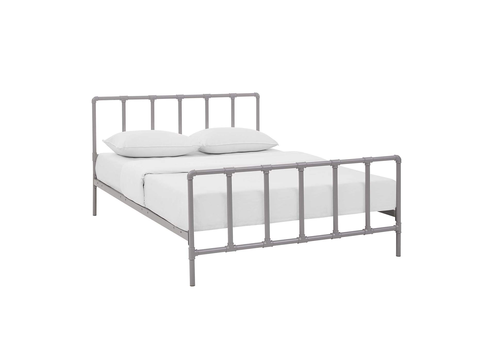 Gray Dower Queen Bed - Stainless Steel,Modway