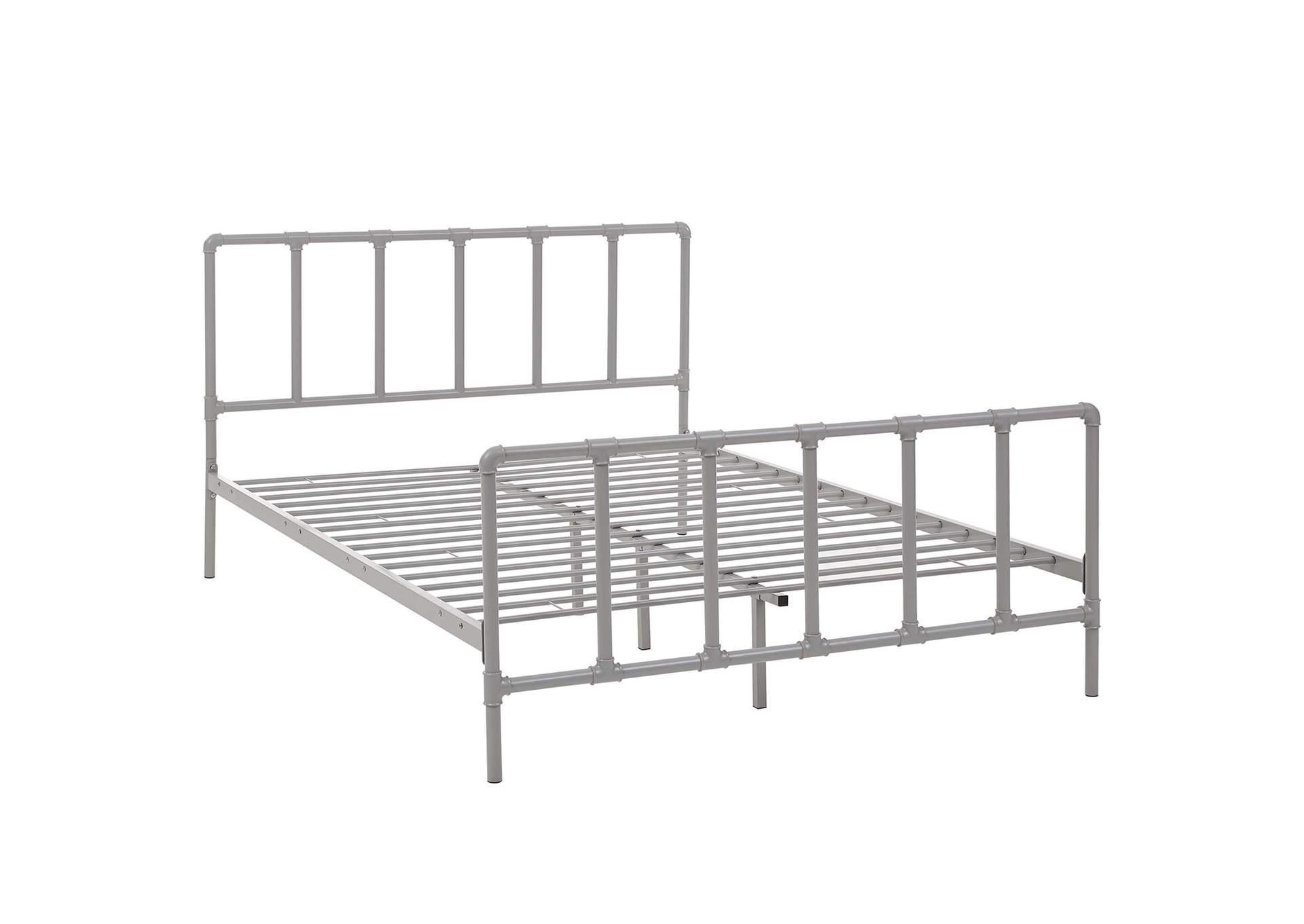 Gray Dower Queen Bed - Stainless Steel,Modway