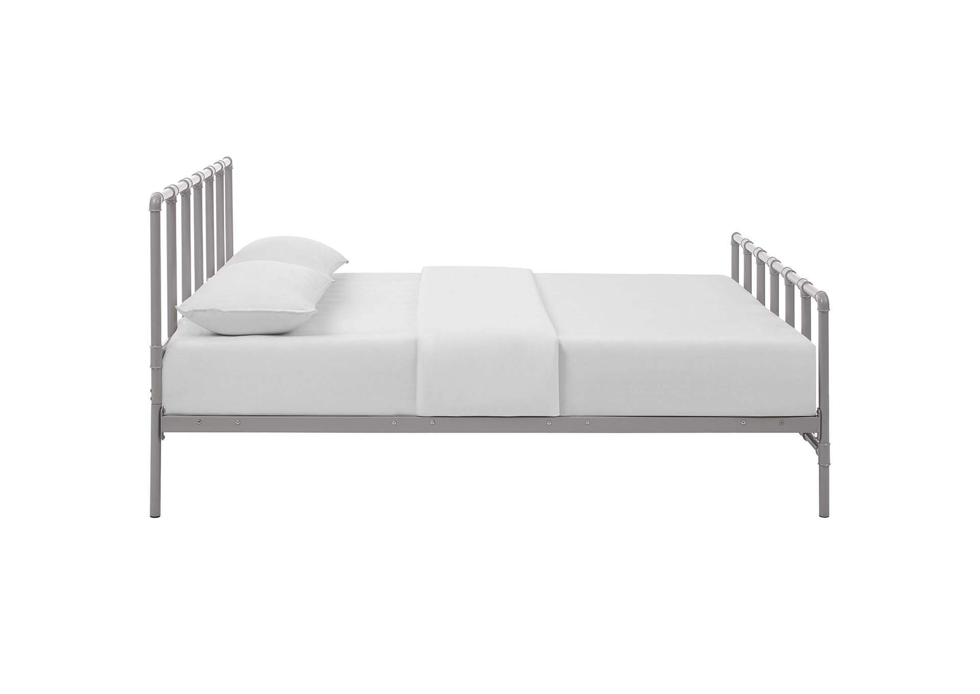 Gray Dower Queen Bed - Stainless Steel,Modway
