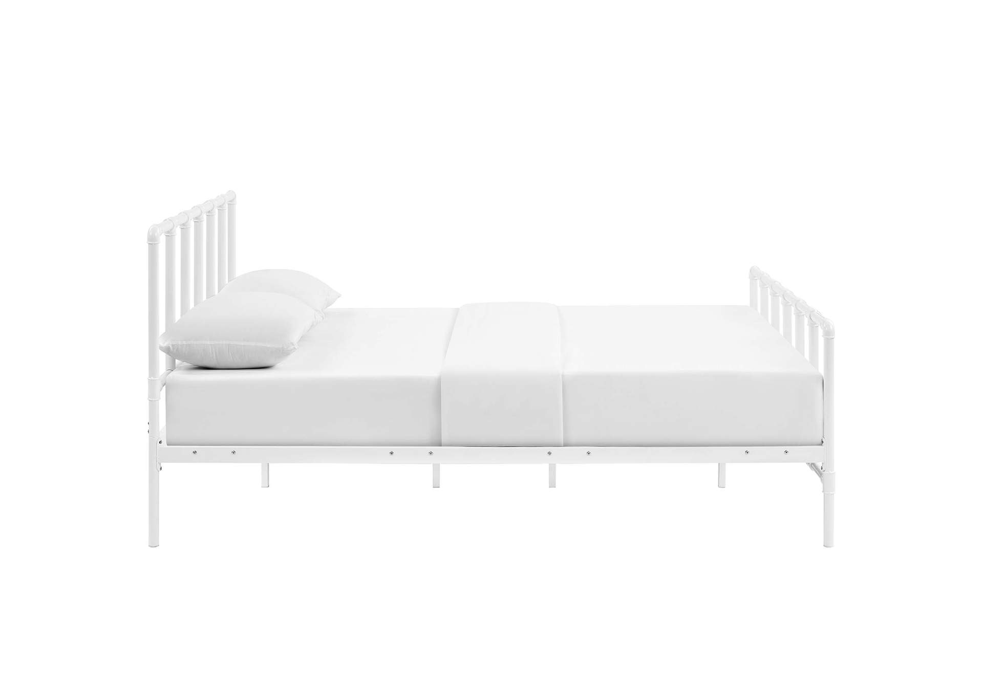 White Dower Queen Bed - Stainless Steel,Modway