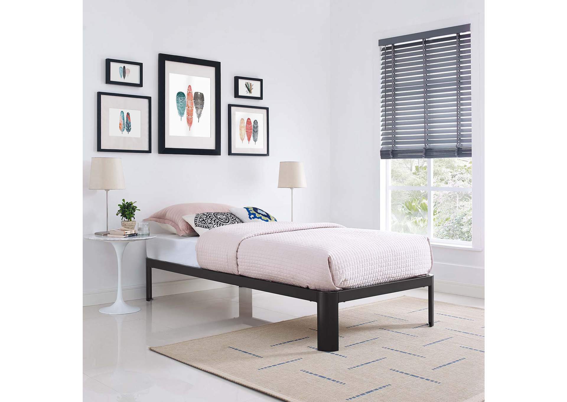 Brown Corinne Twin Bed Frame,Modway