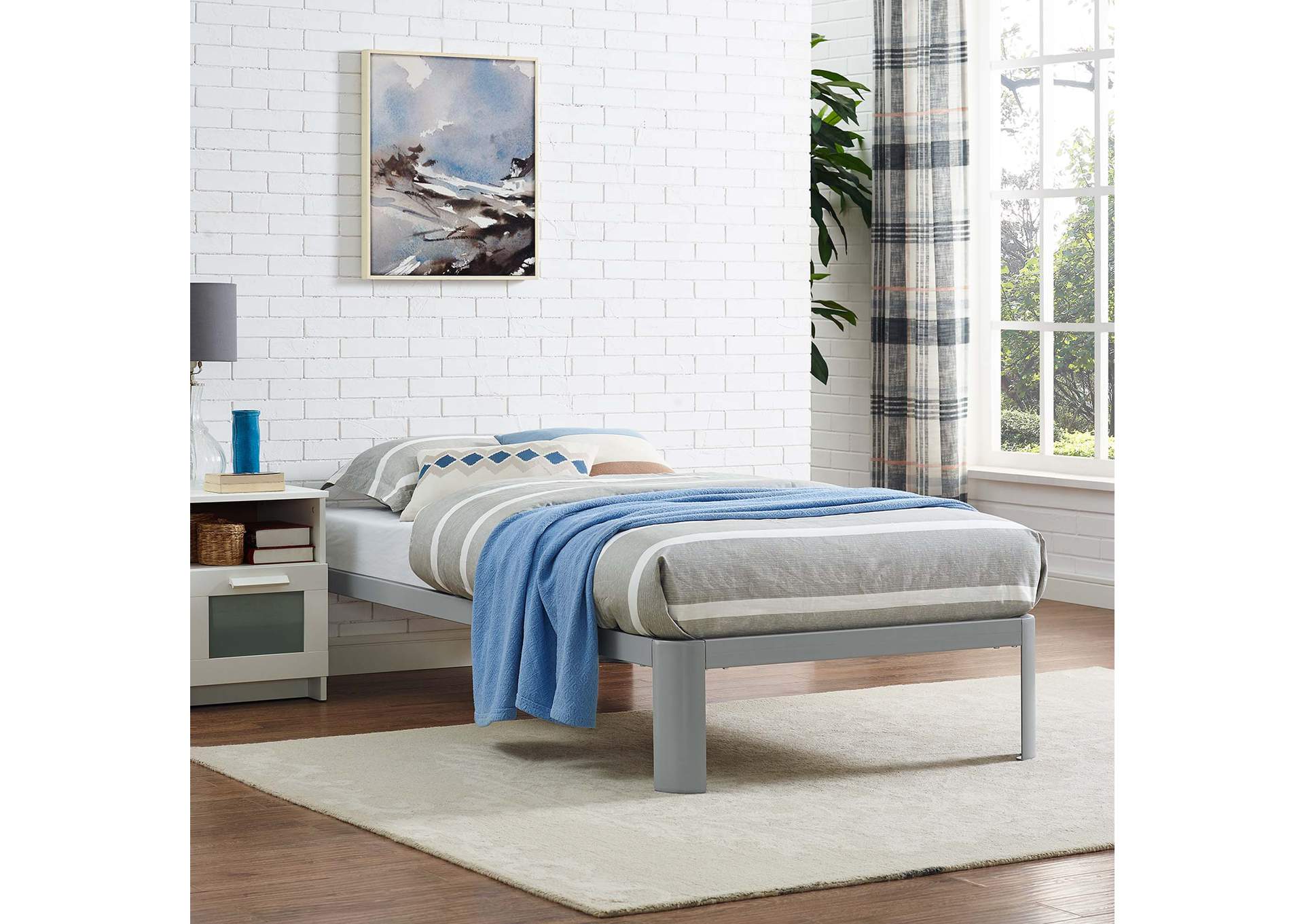 Gray Corinne Twin Bed Frame,Modway