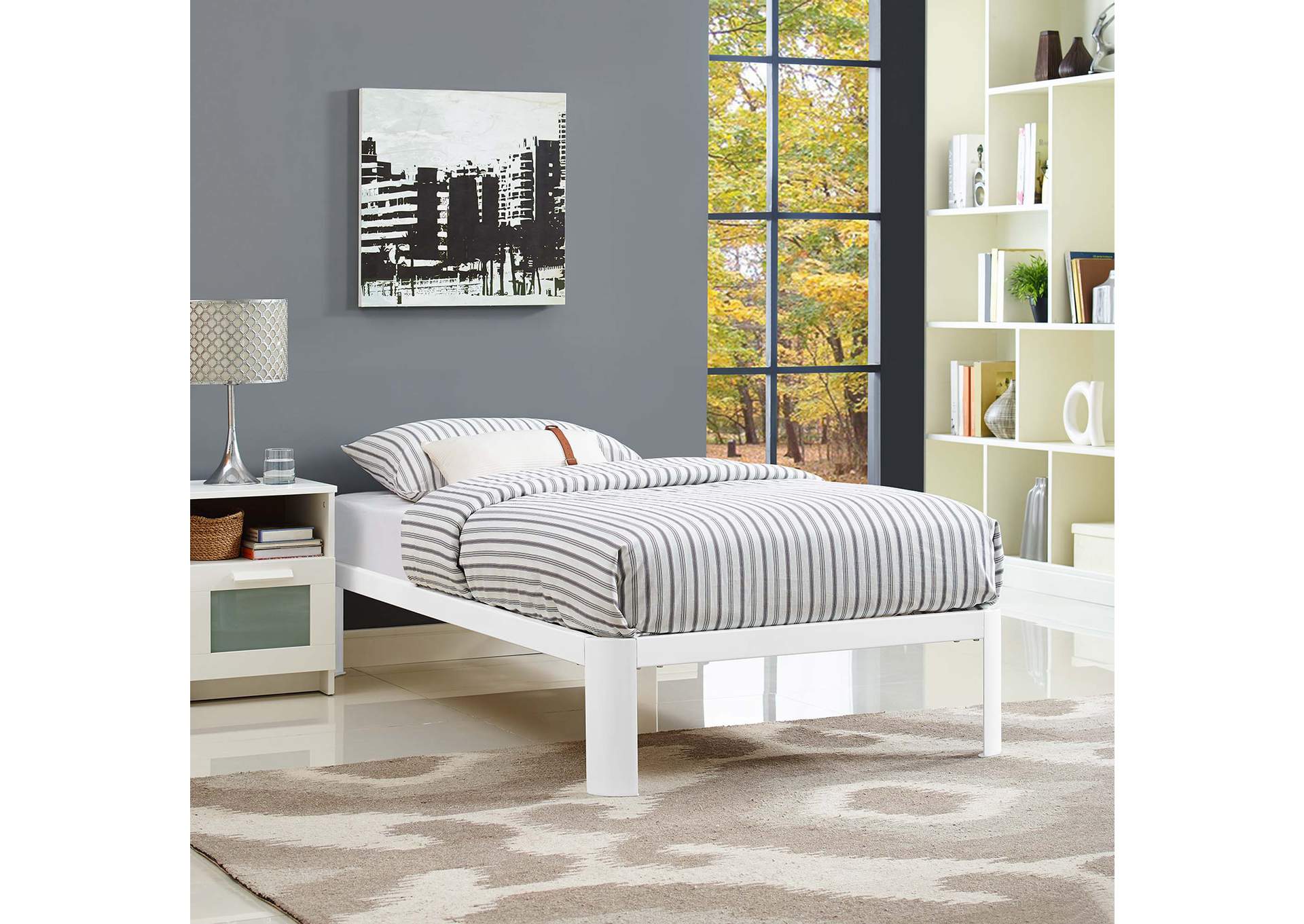 White Corinne Twin Bed Frame,Modway