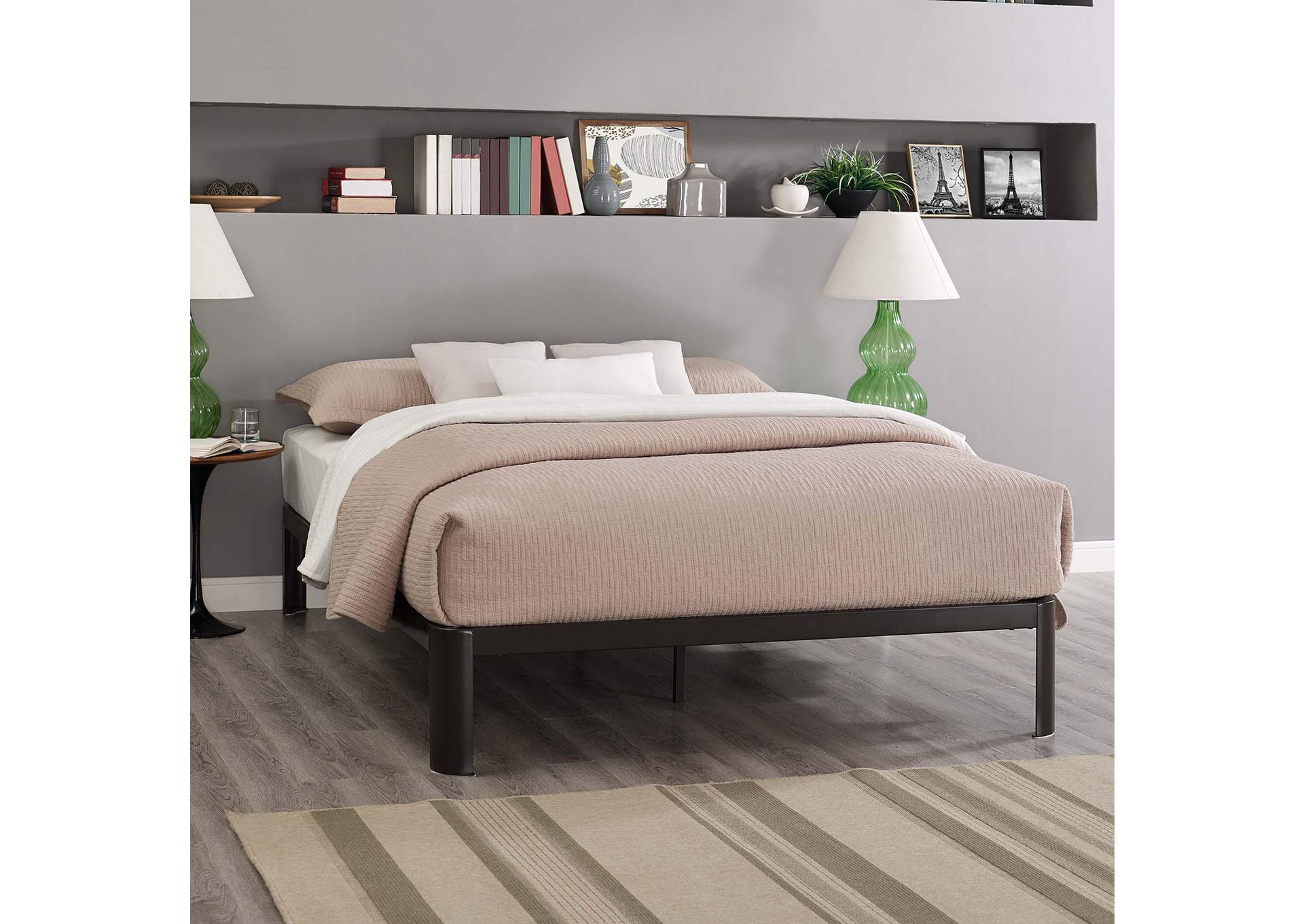Brown Corinne Queen Bed Frame,Modway