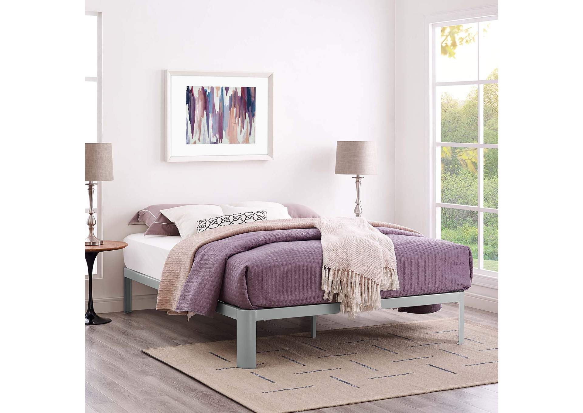 Gray Corinne Queen Bed Frame,Modway