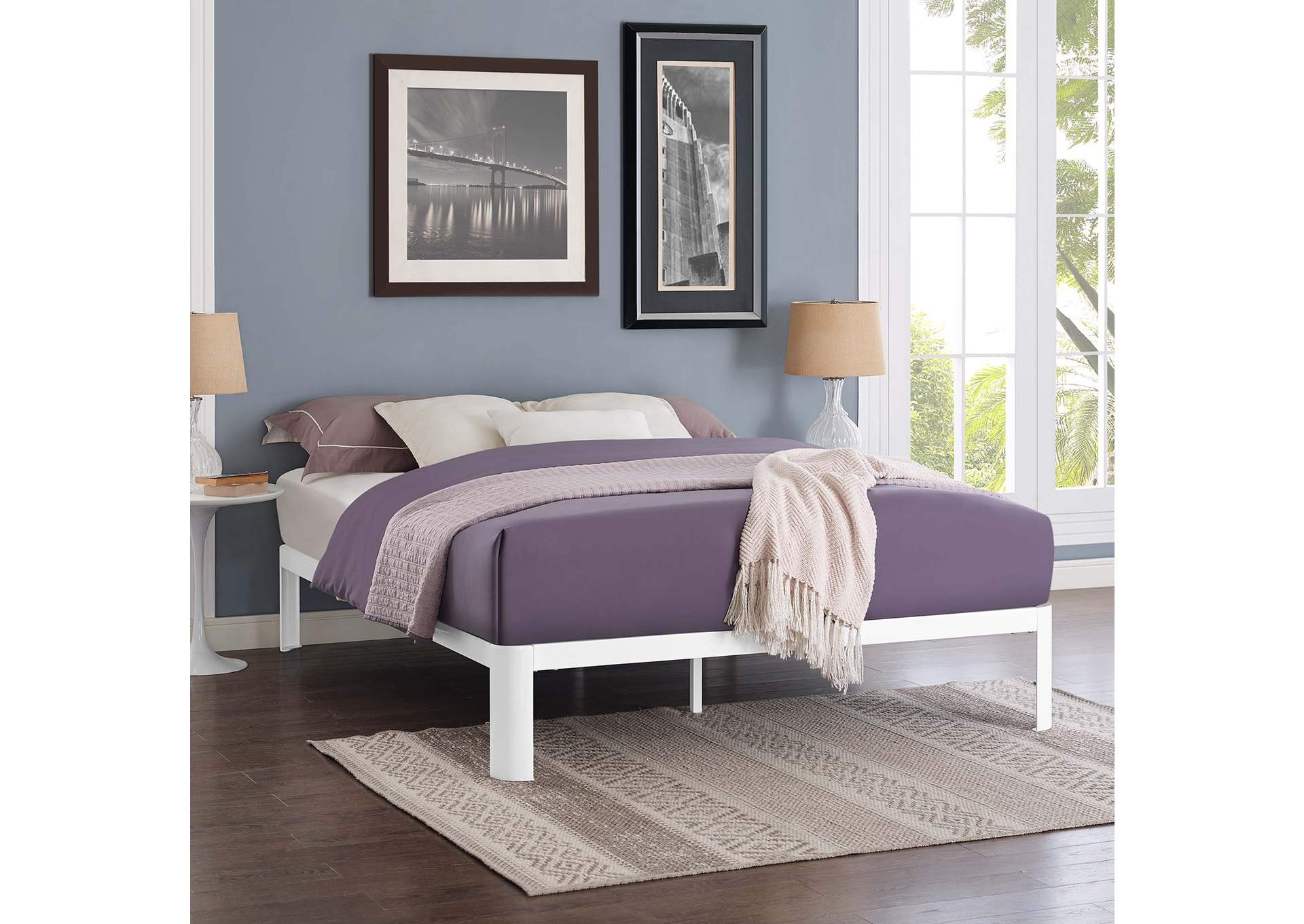 White Corinne Queen Bed Frame,Modway