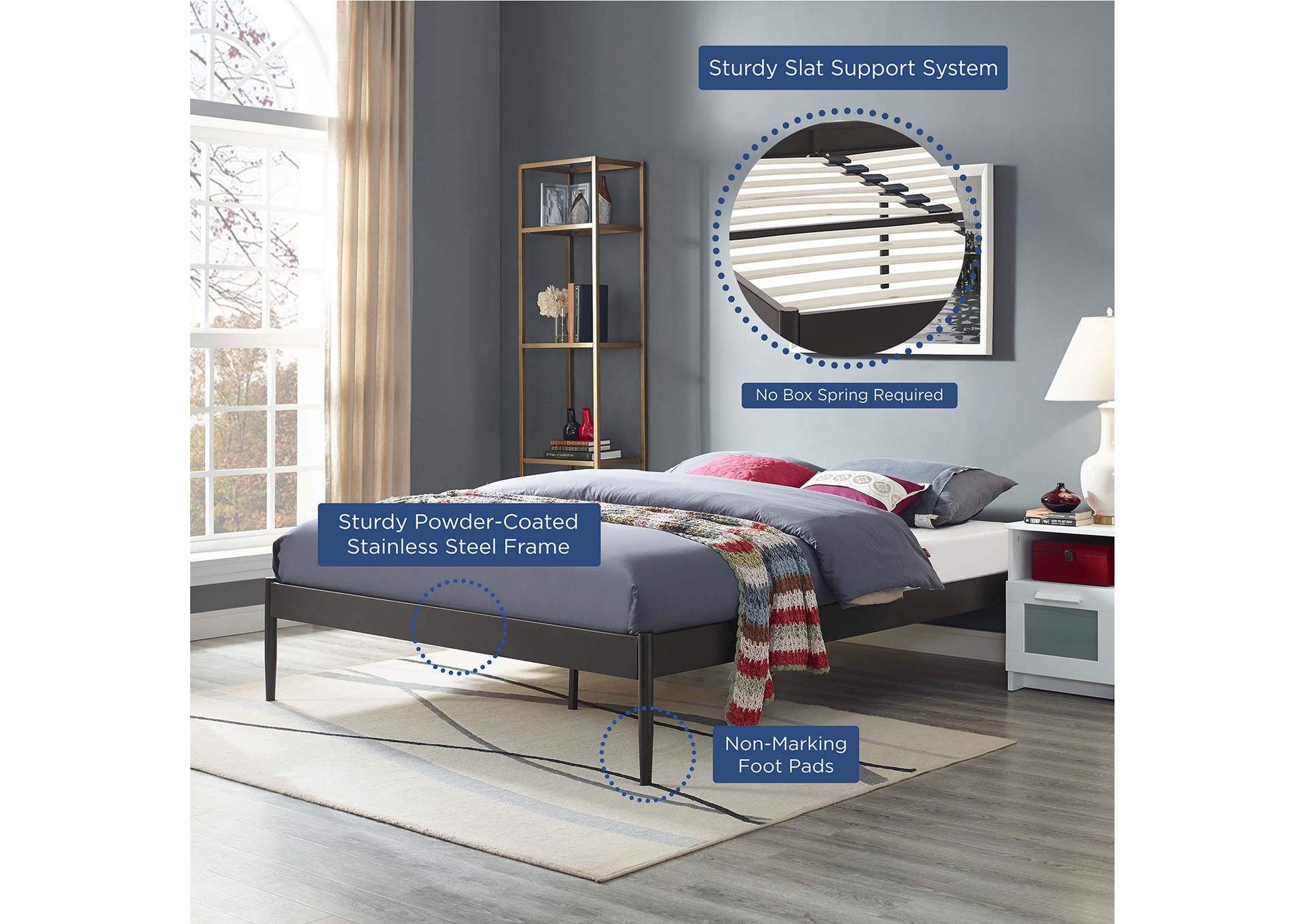 Brown Elsie Queen Bed Frame,Modway