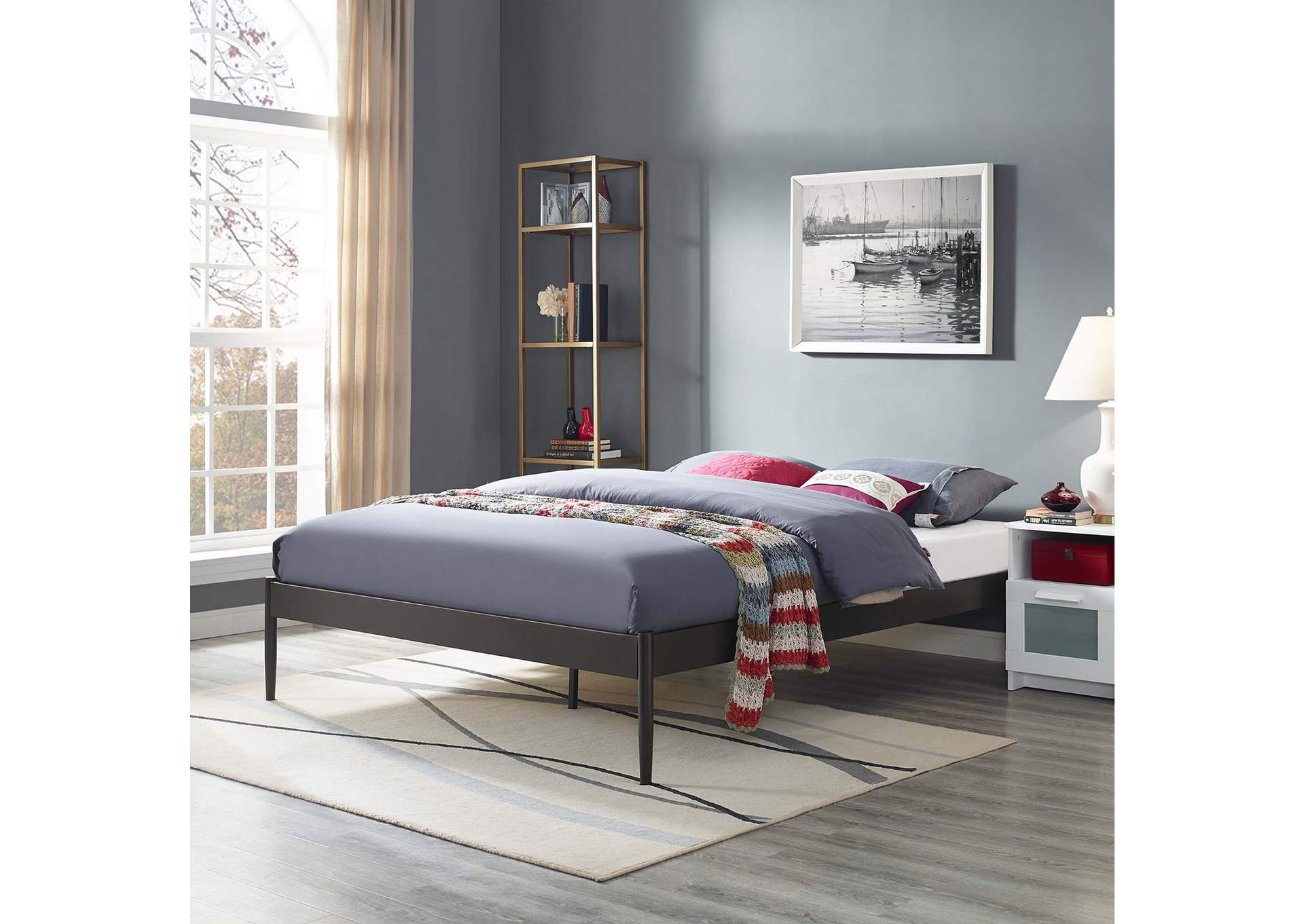 Brown Elsie Queen Bed Frame,Modway
