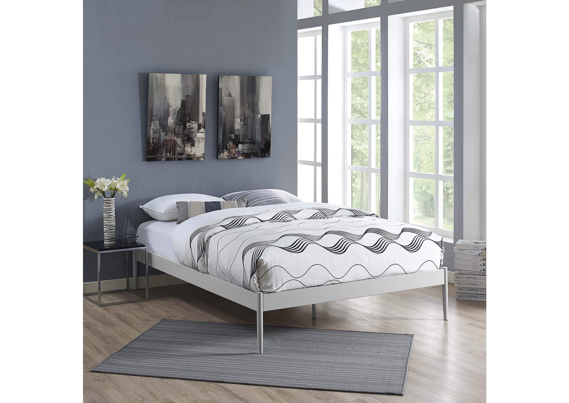 Gray Elsie Queen Bed Frame,Modway