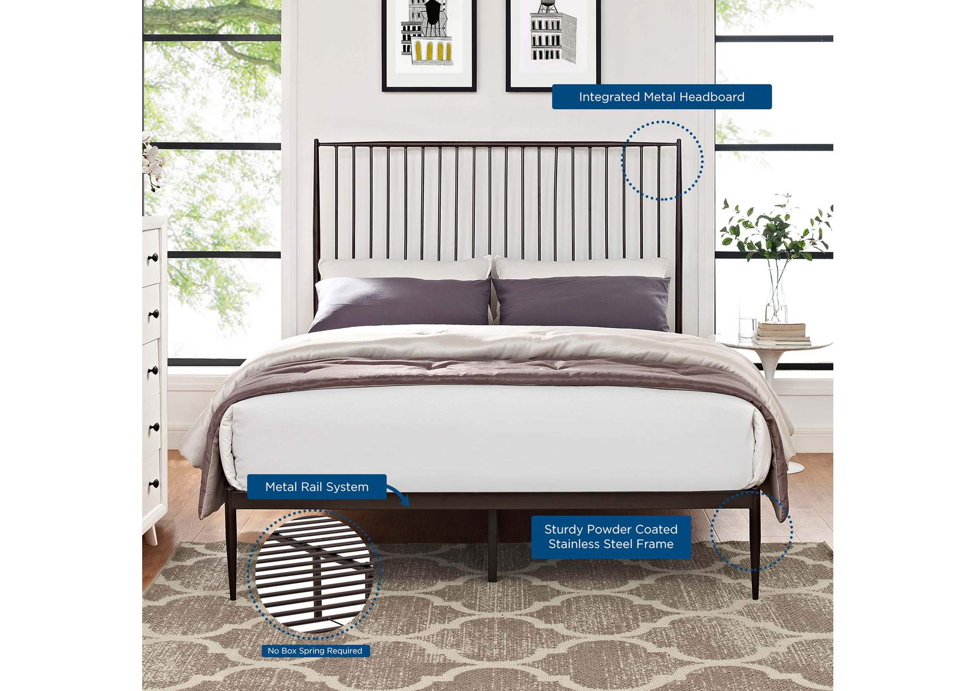 Brown Annika Queen Platform Bed,Modway