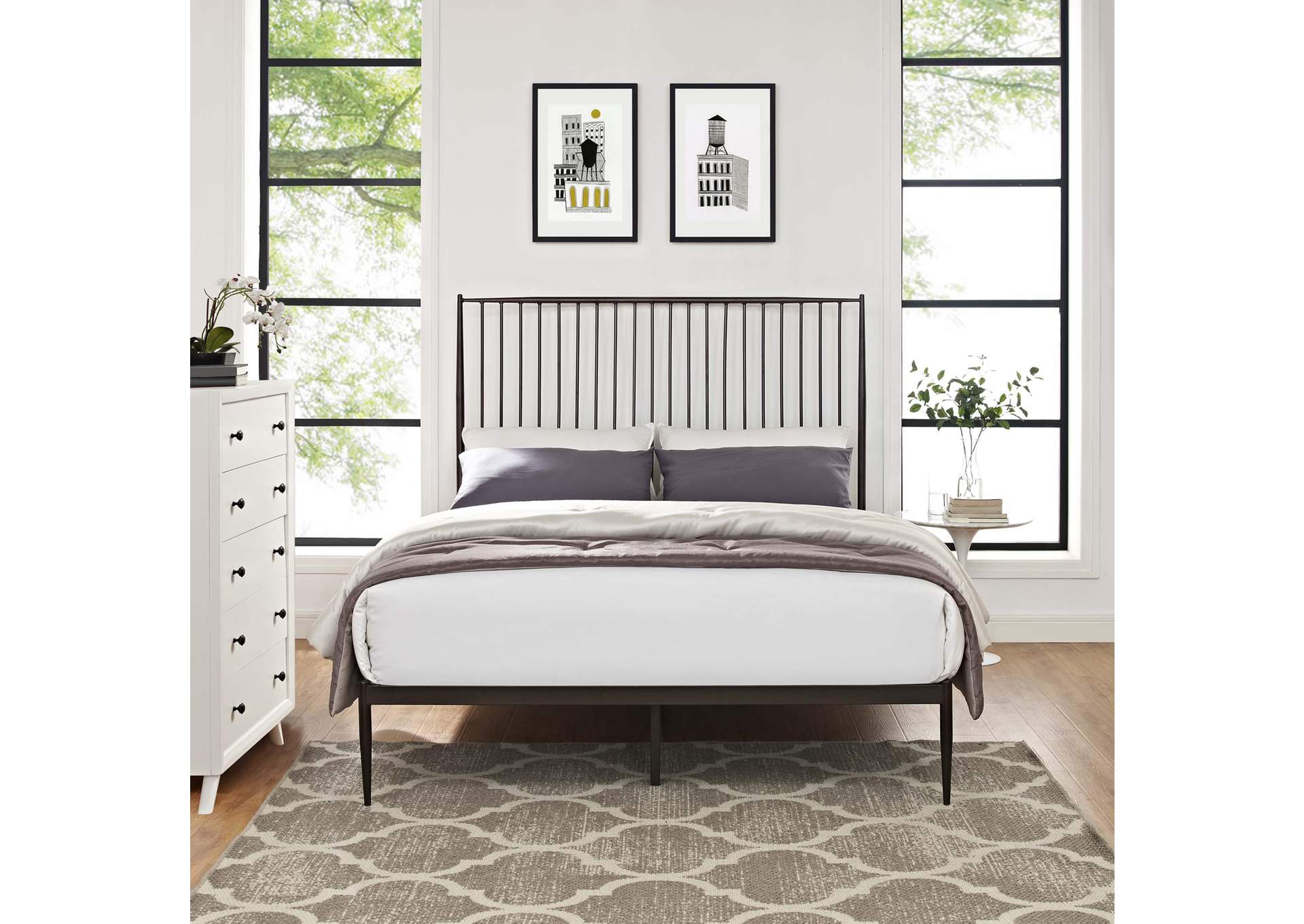 Brown Annika Queen Platform Bed,Modway