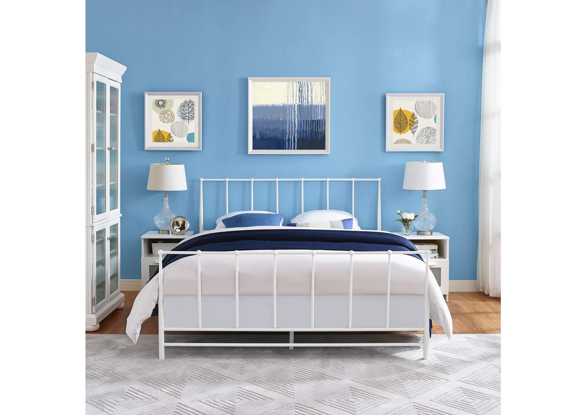 White Estate Queen Bed,Modway