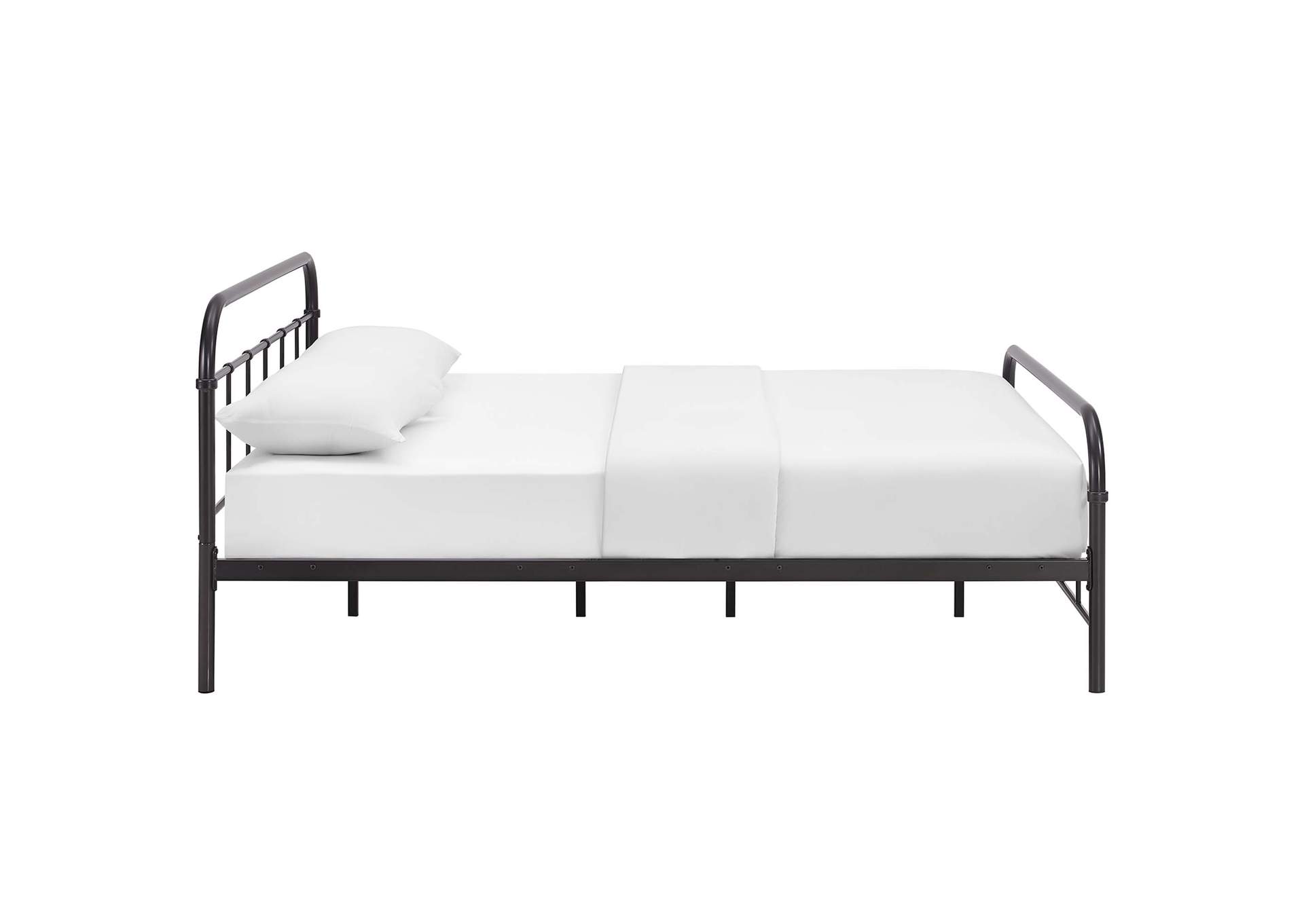 Brown Maisie Queen Bed - Stainless Steel Frame,Modway