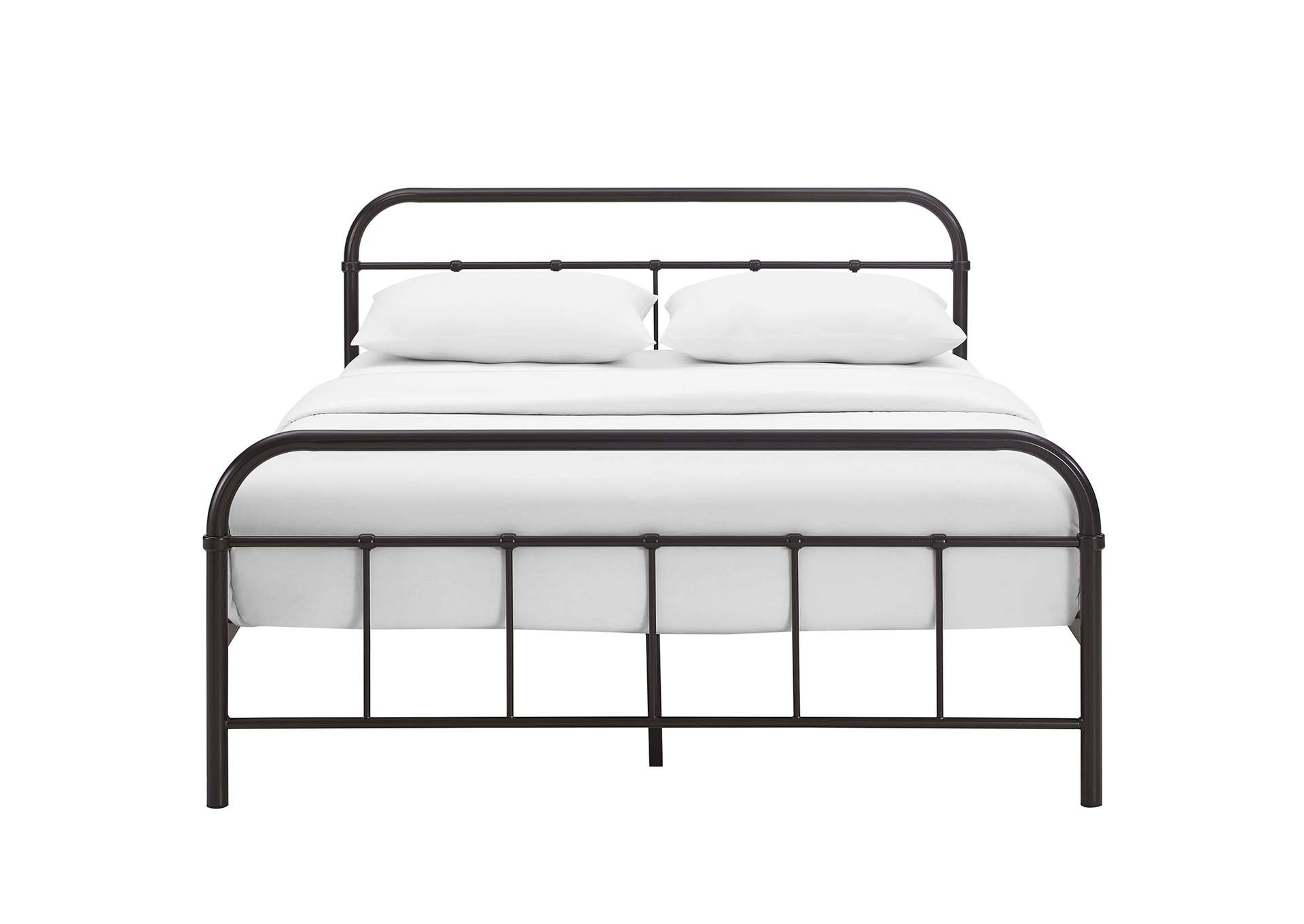Brown Maisie Queen Bed - Stainless Steel Frame,Modway
