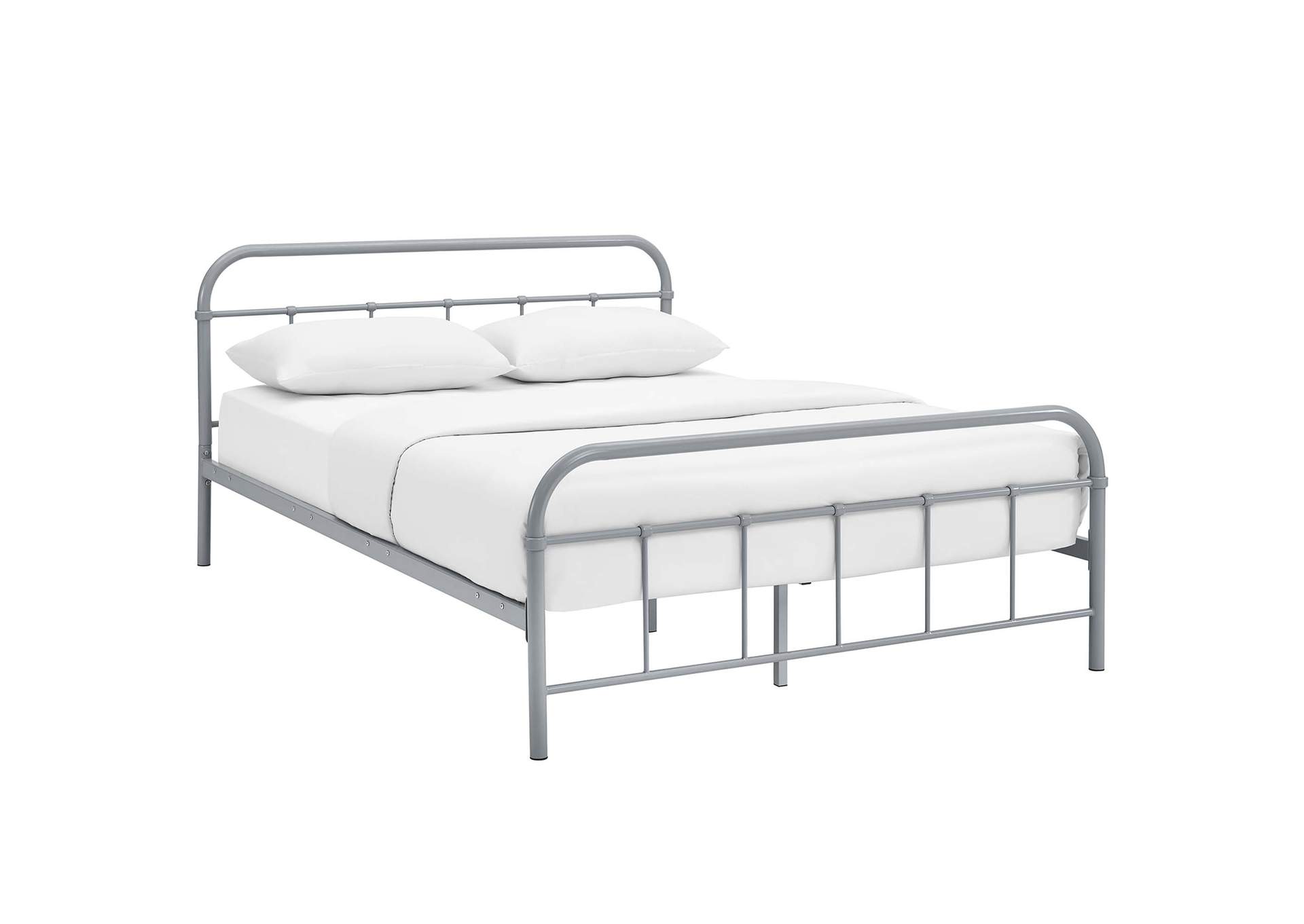 Gray Maisie Queen Bed - Stainless Steel Frame,Modway