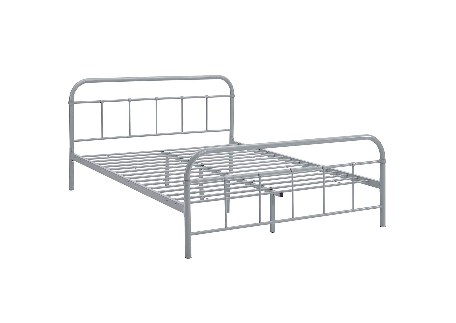 Gray Maisie Queen Bed - Stainless Steel Frame,Modway