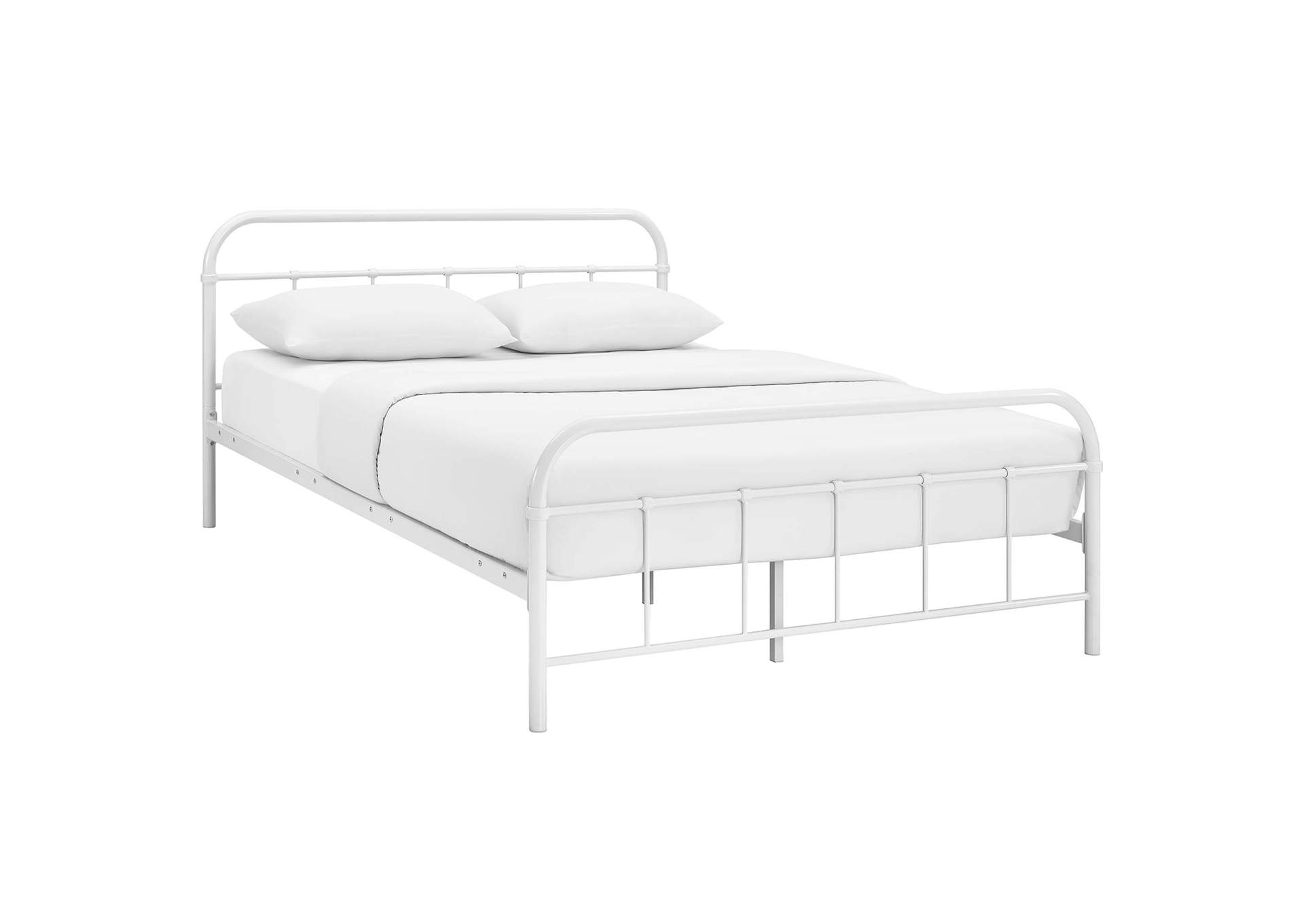 White Maisie Queen Bed - Stainless Steel Frame,Modway