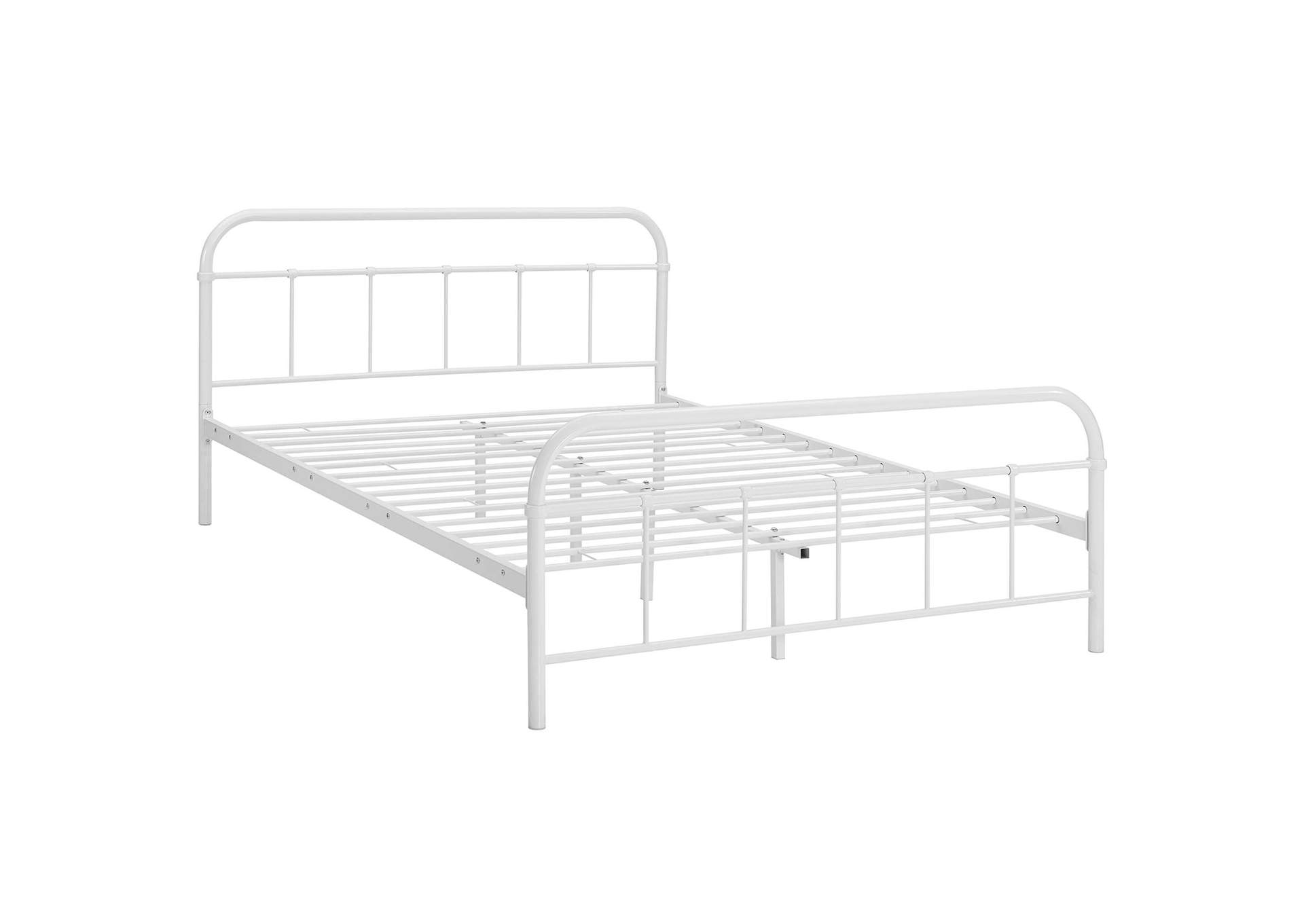White Maisie Queen Bed - Stainless Steel Frame,Modway