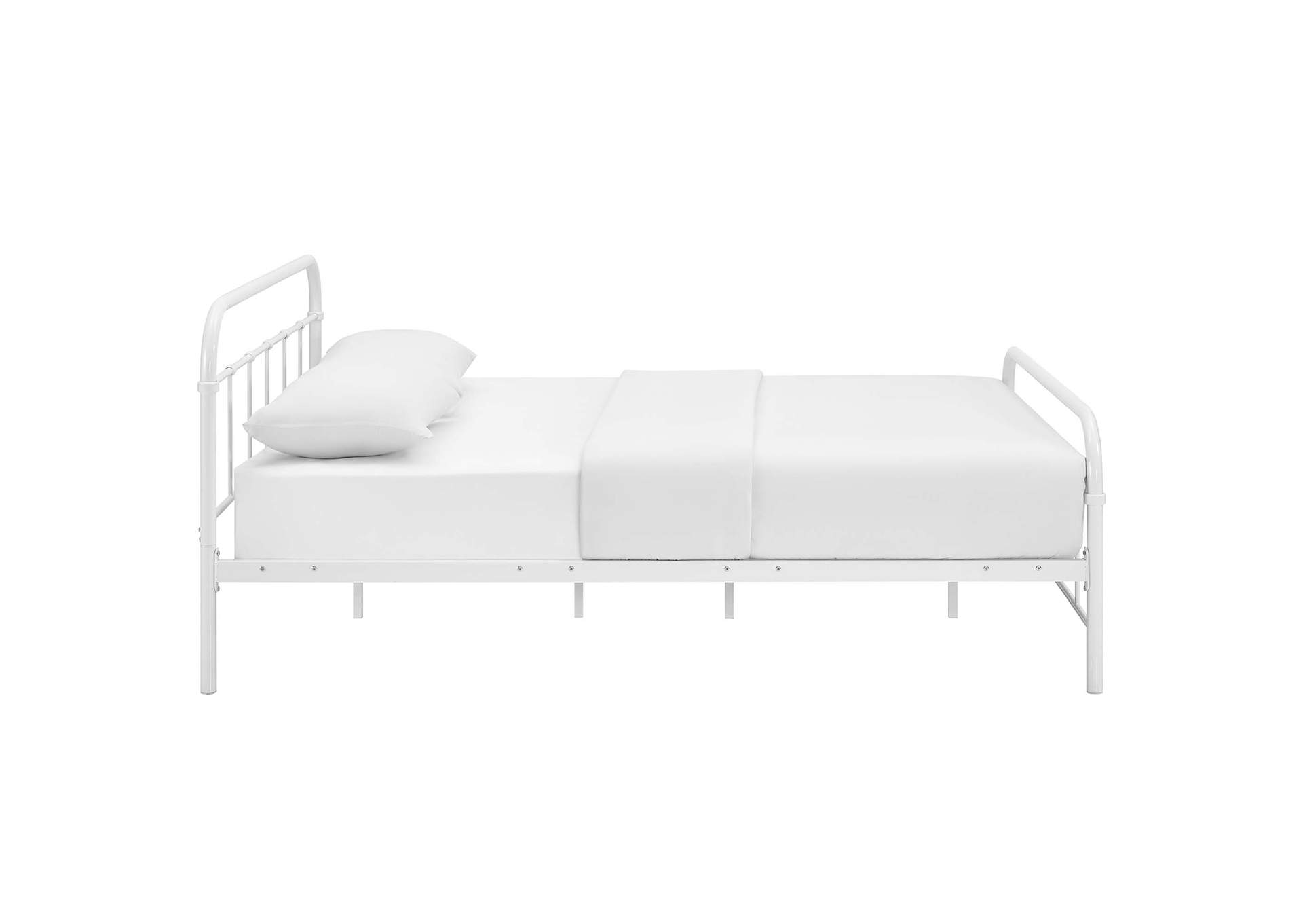 White Maisie Queen Bed - Stainless Steel Frame,Modway