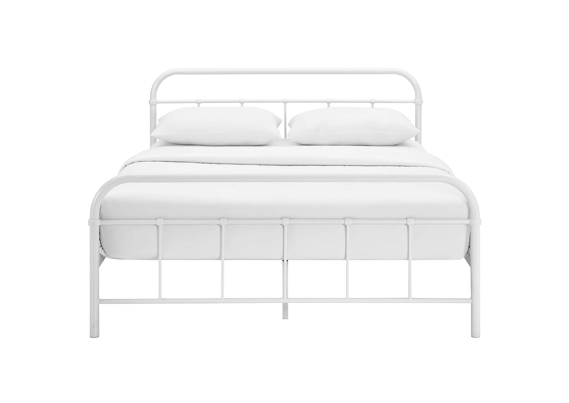 White Maisie Queen Bed - Stainless Steel Frame,Modway