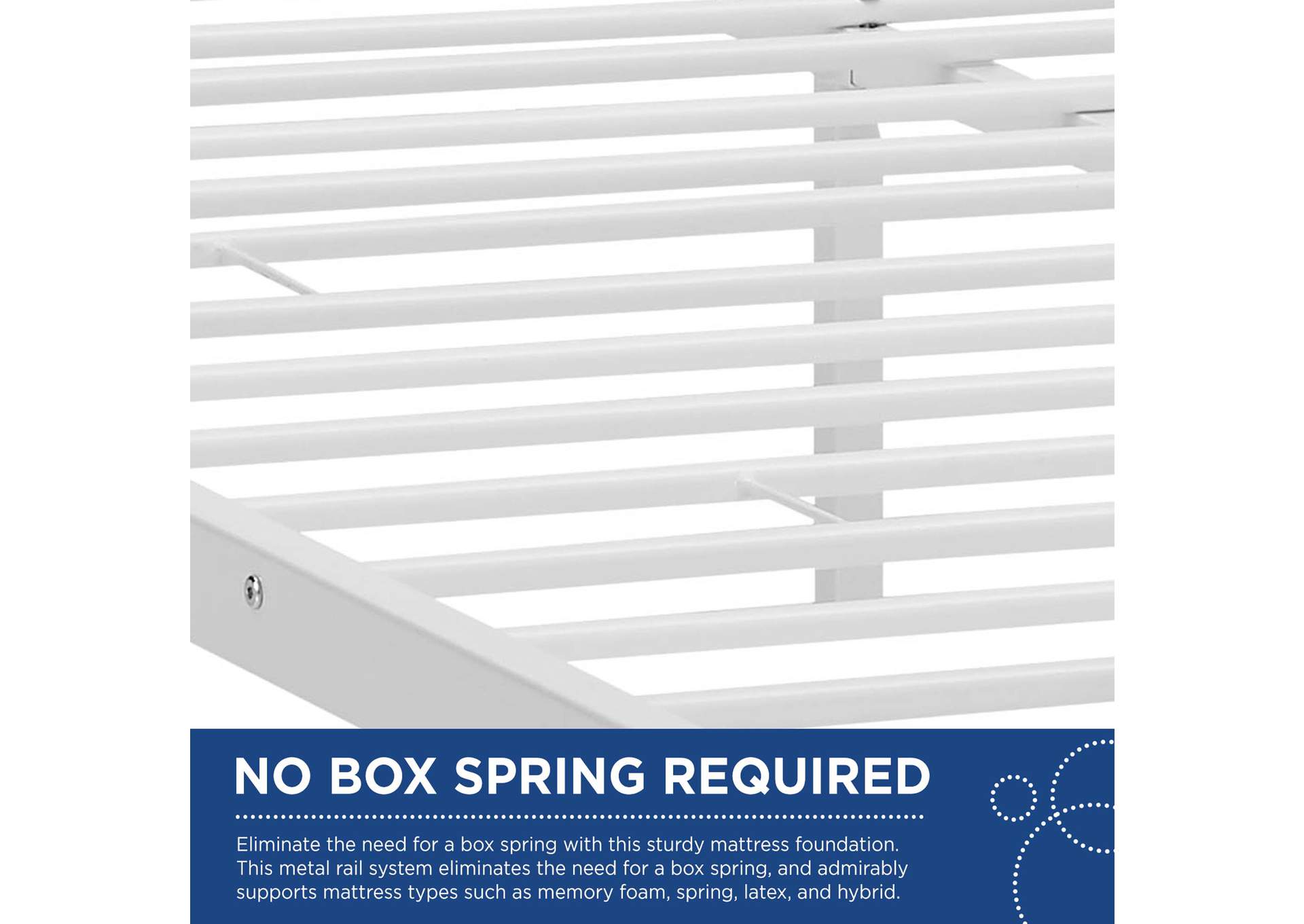 White Maisie Queen Bed - Stainless Steel Frame,Modway